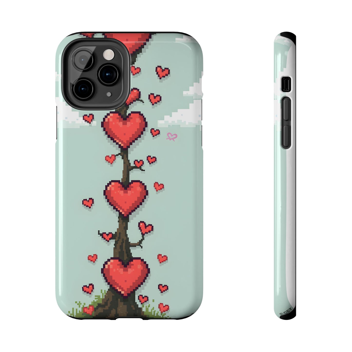 Pixelated Love Hearts Tree | Tough Phone Case - Cute Design - for iPhone
