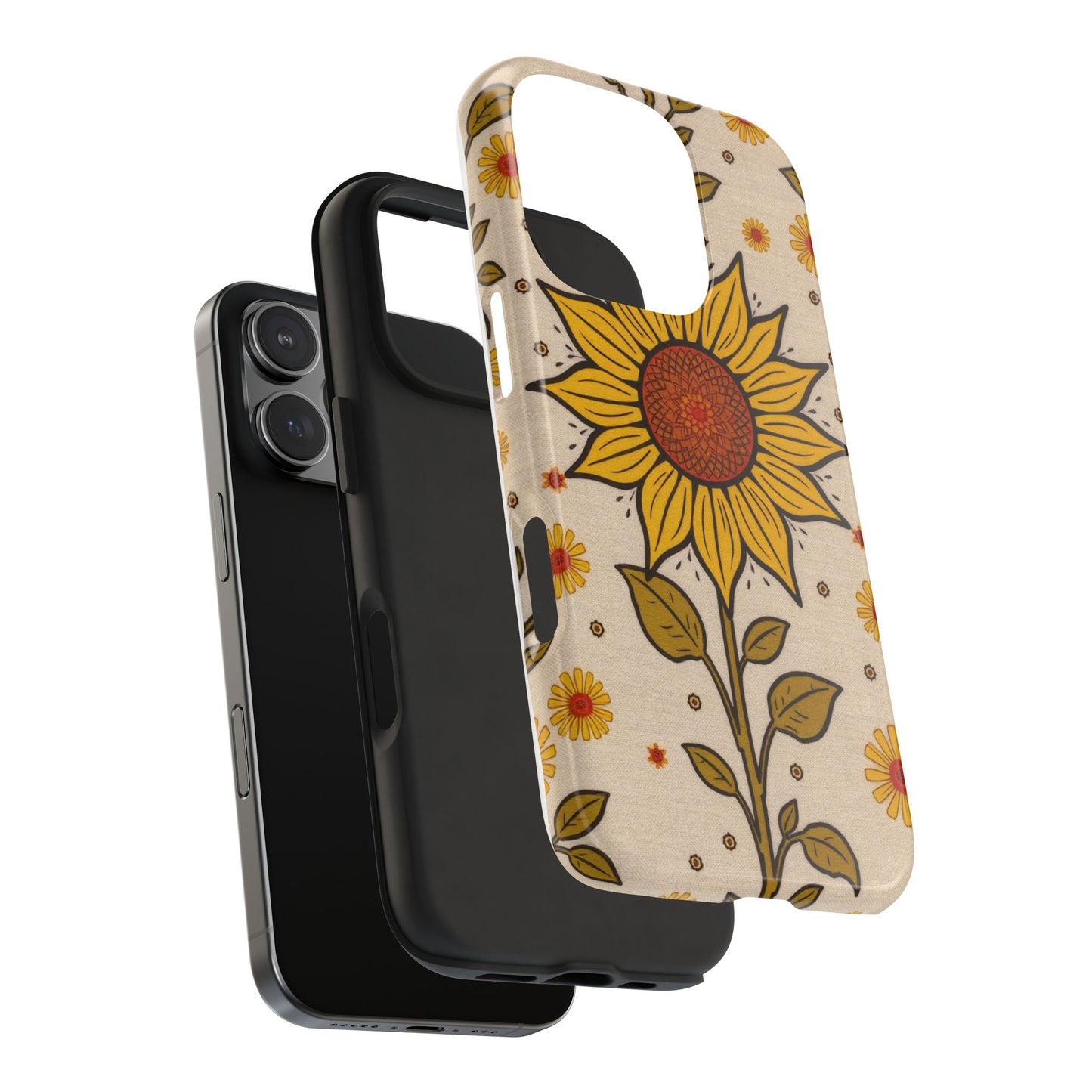 Bright Sunflower Origins Tough Phone Case - Floral Design for Nature Lovers - for iPhone