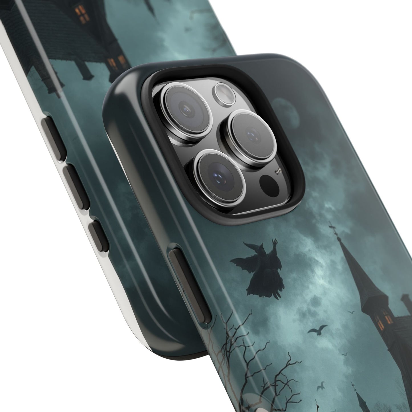 Halloween-Themed Tough Phone Case with Spooky House Design