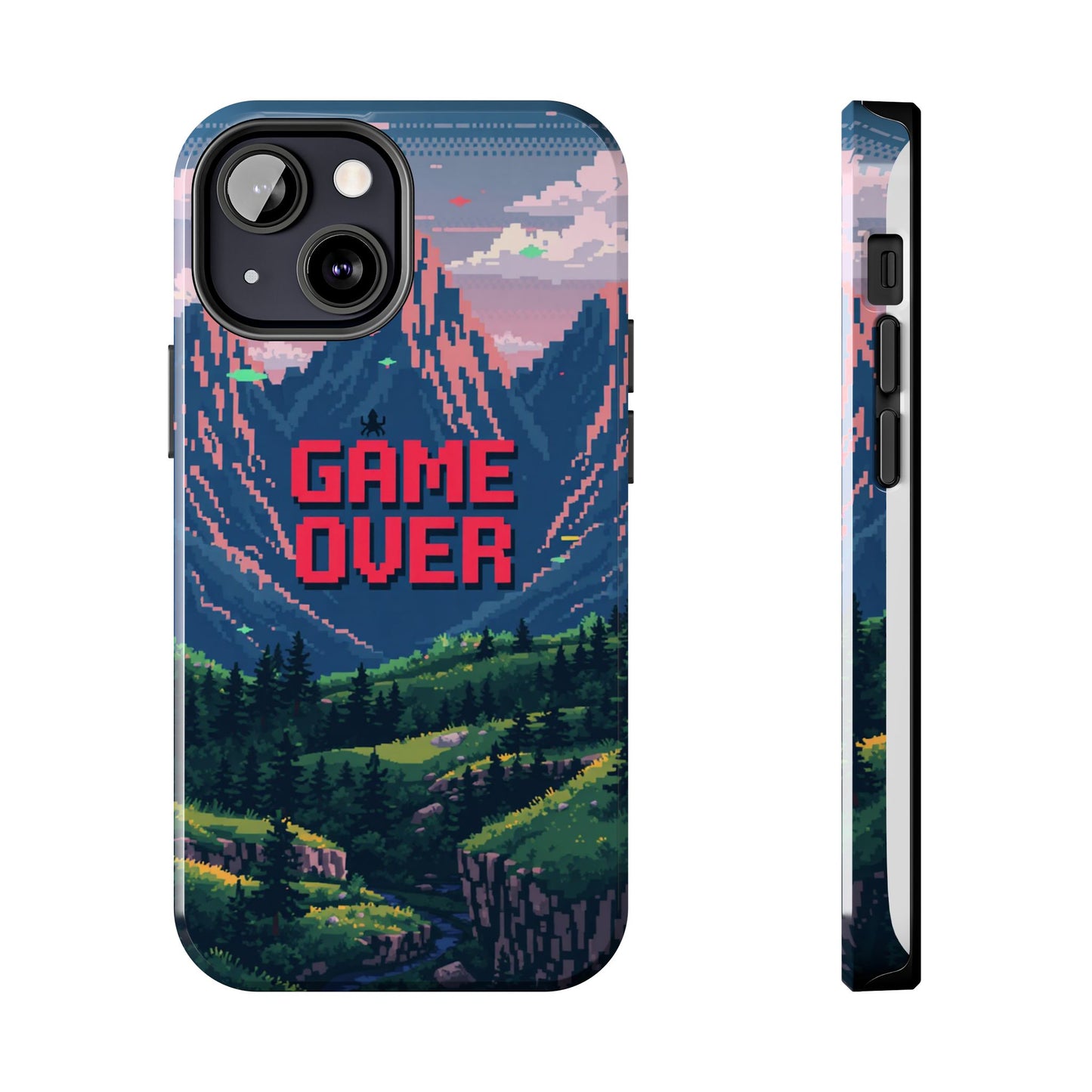 Pixel Art Tough Phone Case - 'Game Over' Design for Gamers