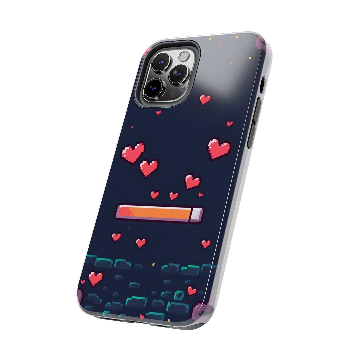 Pixel Heart Tough Phone Case - Retro Gamer Style for Valentine's Day