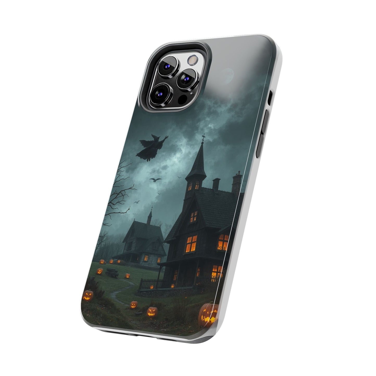 Halloween-Themed Tough Phone Case with Spooky House Design