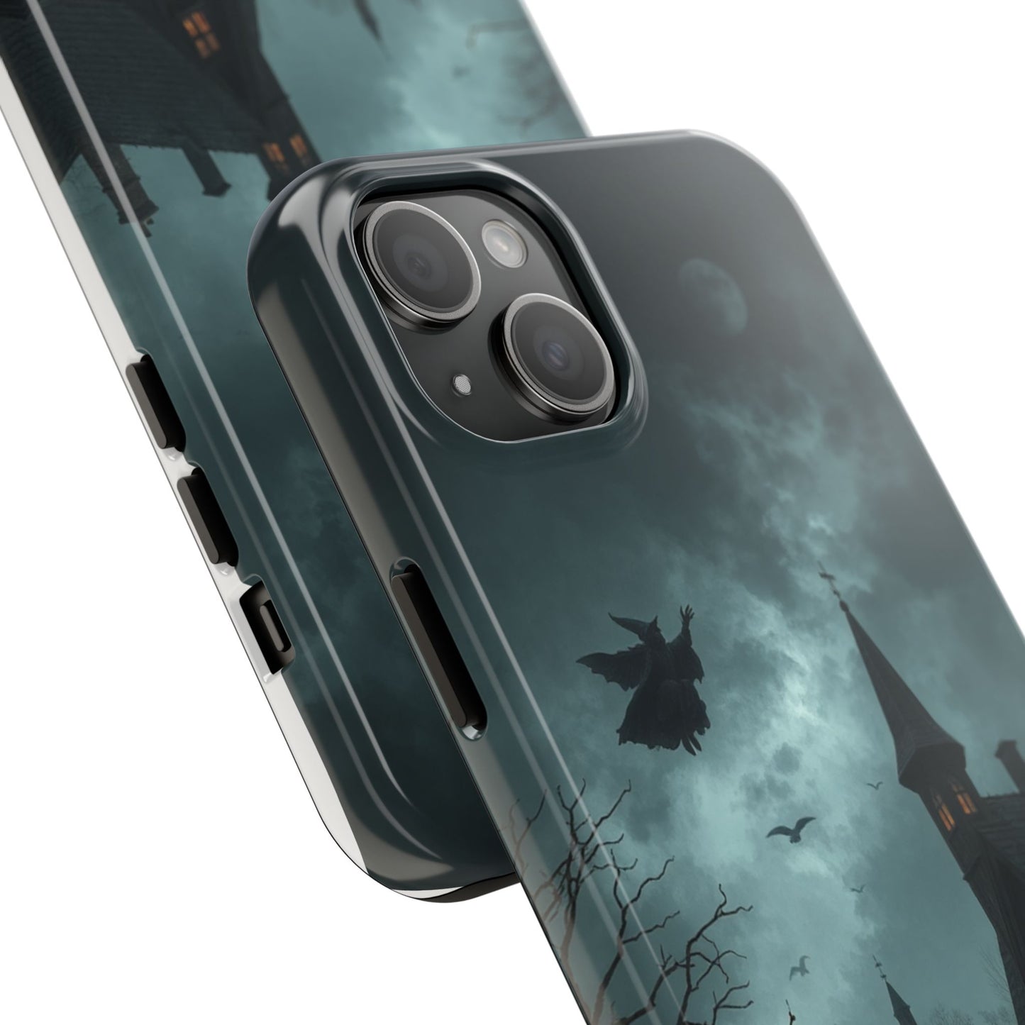 Halloween-Themed Tough Phone Case with Spooky House Design