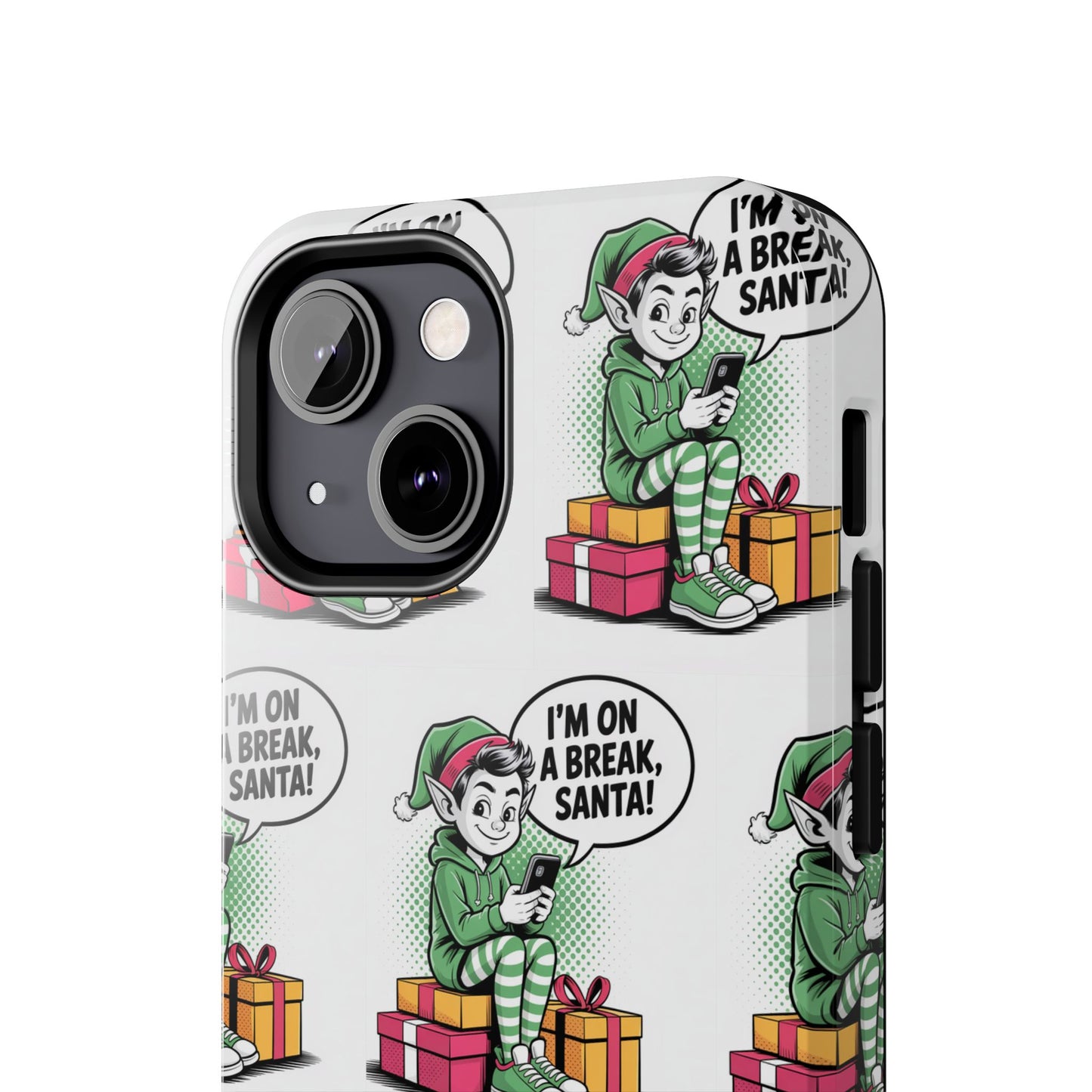 Christmas Elf Tough Phone Case - I'm on a Break, Santa Pattern!