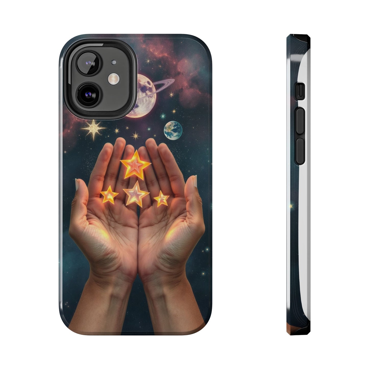Galaxy Hands Tough Phone Case - Celestial Design for Star Lovers