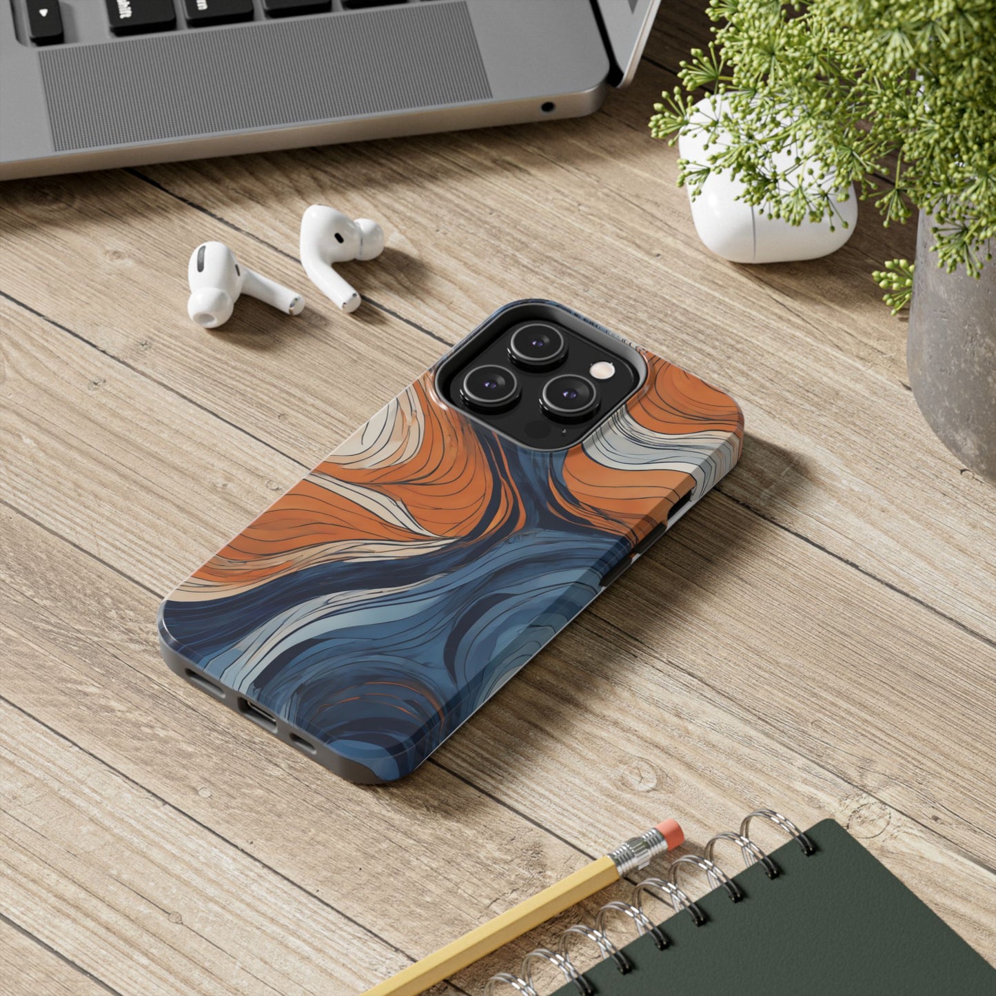 Artistic Tough Phone Case - Vibrant Abstract Waves Design - for iPhone