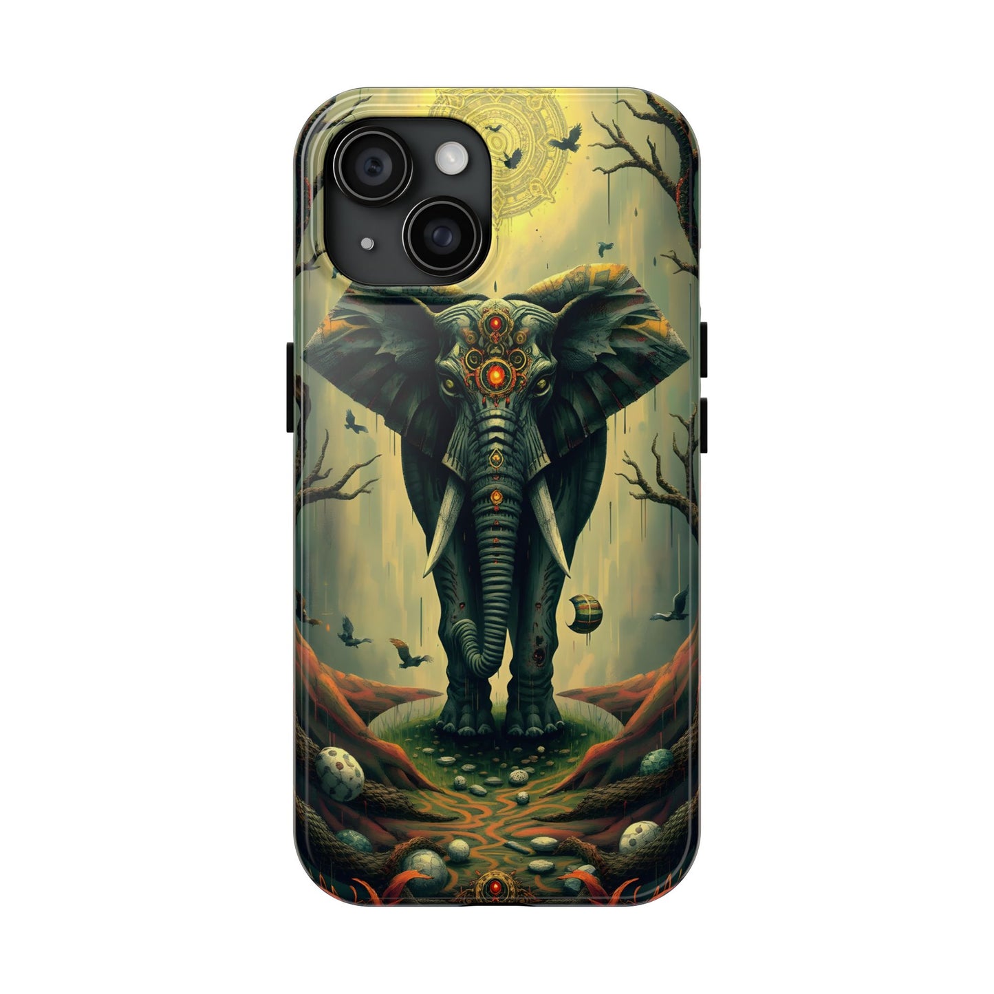 Mystical Forest Elephant Tough Phone Case | Vibrant Design for Nature Lovers - for iPhone