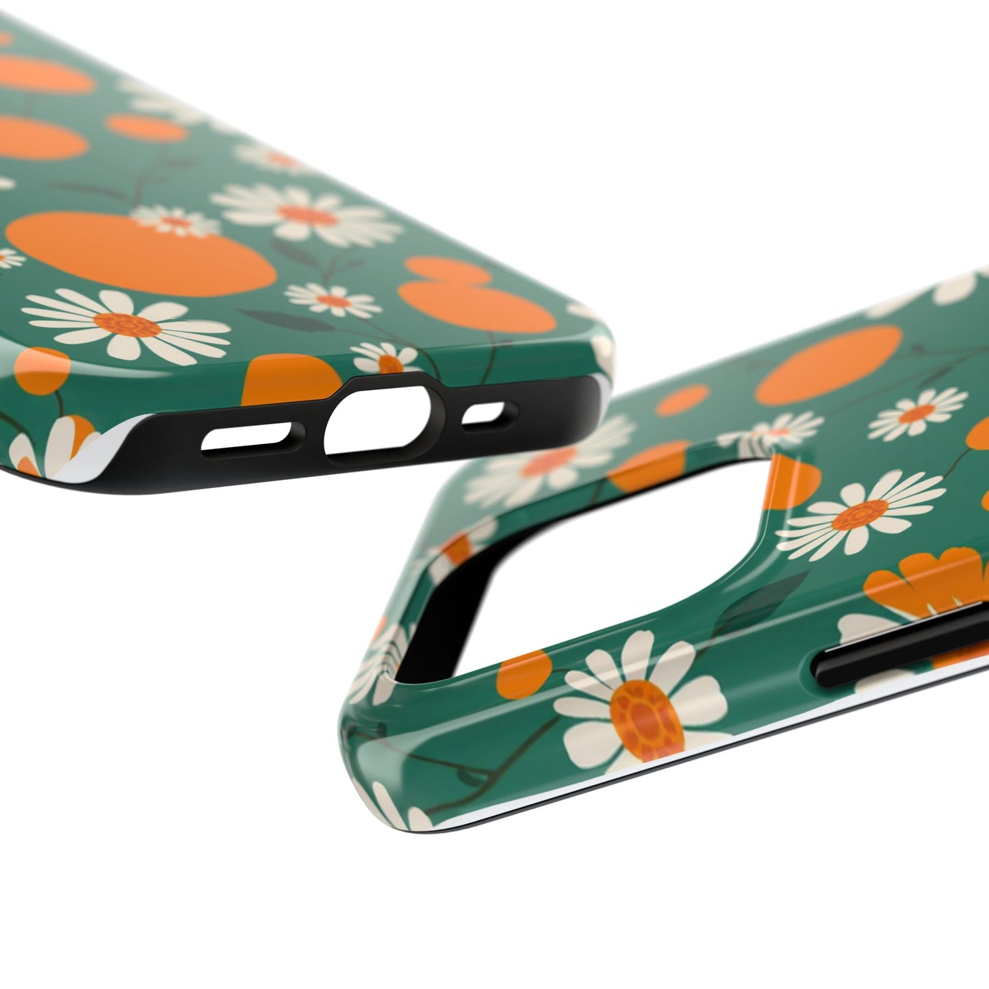 Floral Tough Phone Case - Daisy & Orange Design