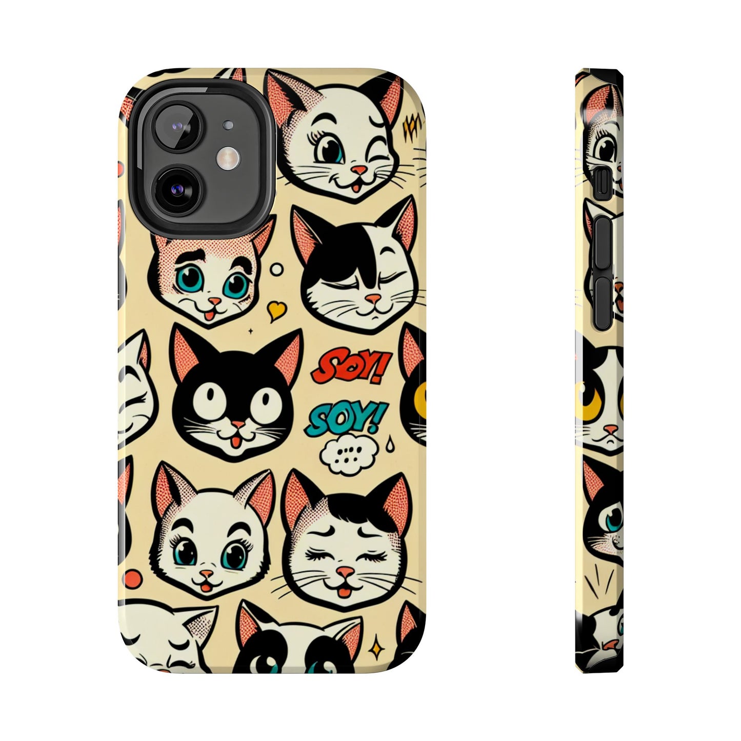 Playful Cat-Themed Tough Phone Case - Pet Pattern - for iPhone