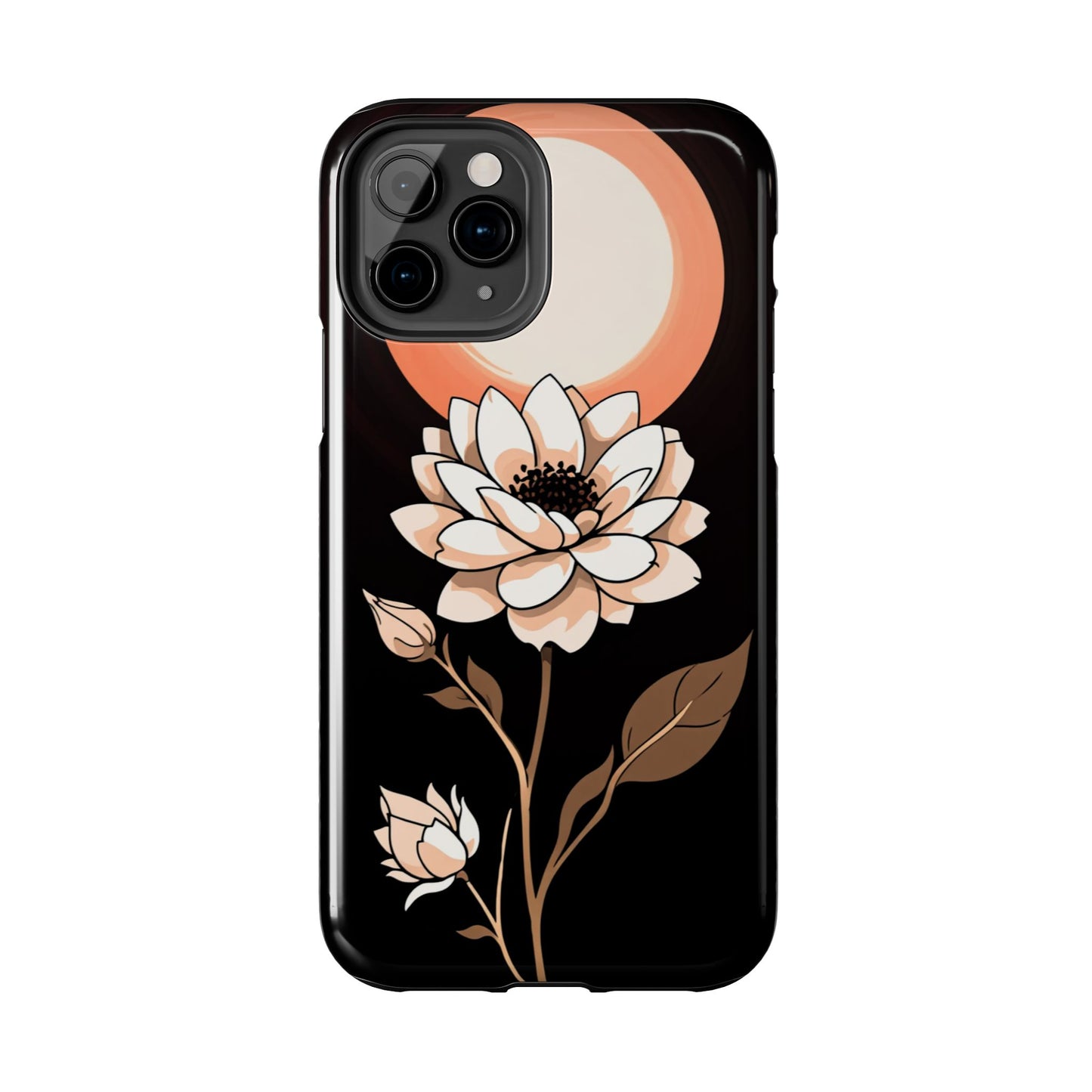 Elegant Contrast Floral Tough Phone Case - Stylish Protection for Your Device - for iPhone