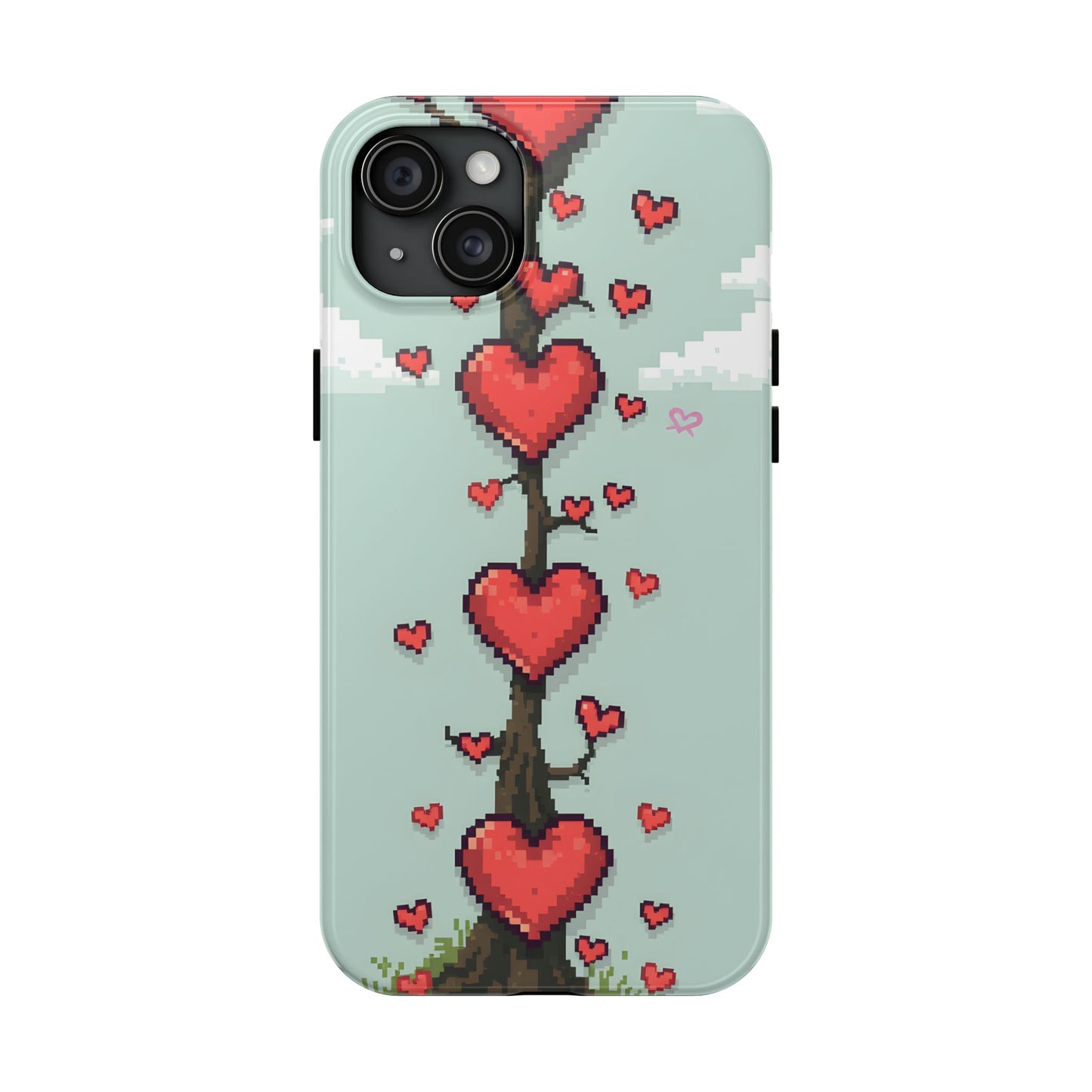 Pixelated Love Hearts Tree | Tough Phone Case - Cute Design - for iPhone