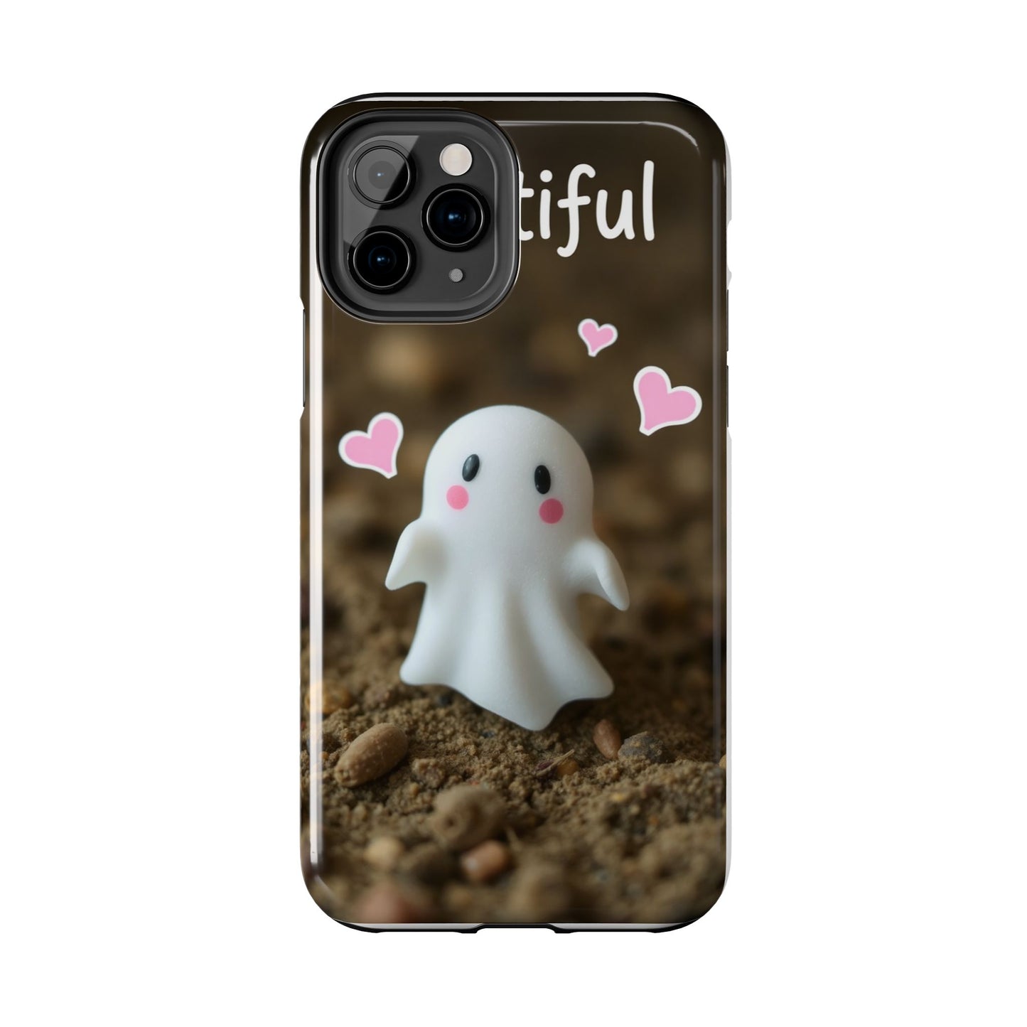 Cute Ghost Tough Phone Case - Beautiful Design with Heart Accents