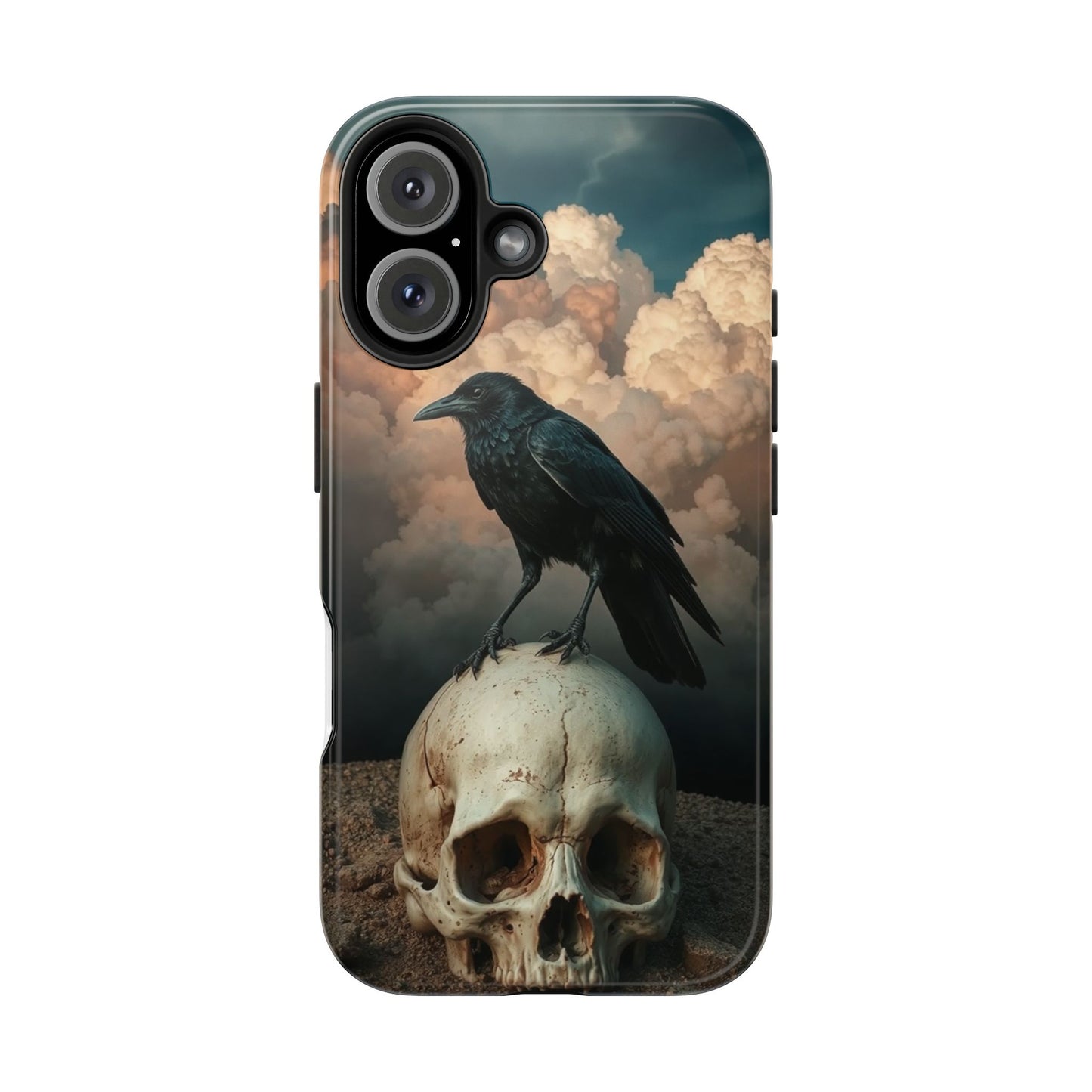 Gothic Raven Skull Tough Phone Case - Unique Protective Cover for Halloween Lovers