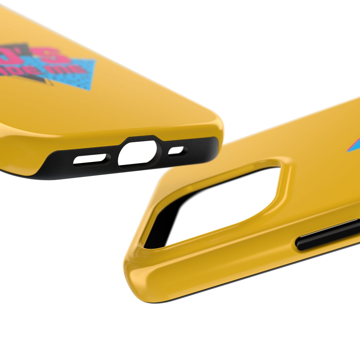 80's Made Me Tough Phone Case - Retro Yellow Silicone Cover - for iPhone