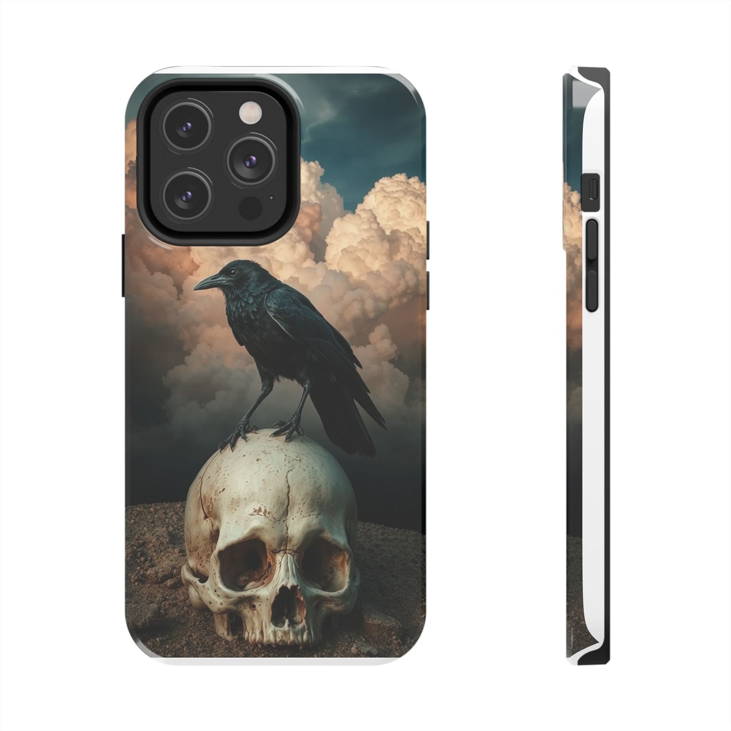 Gothic Raven Skull Tough Phone Case - Unique Protective Cover for Halloween Lovers