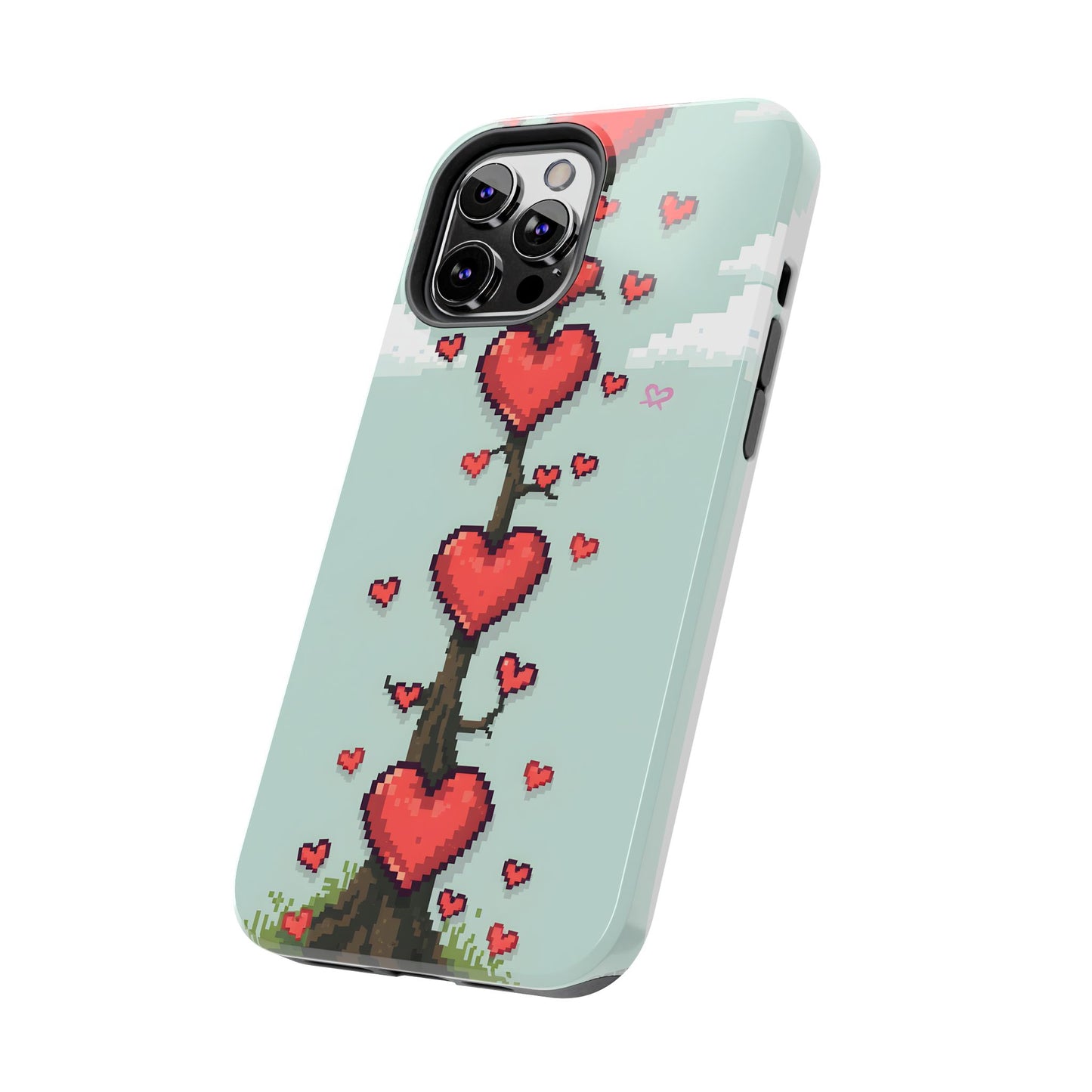 Pixelated Love Hearts Tree | Tough Phone Case - Cute Design - for iPhone