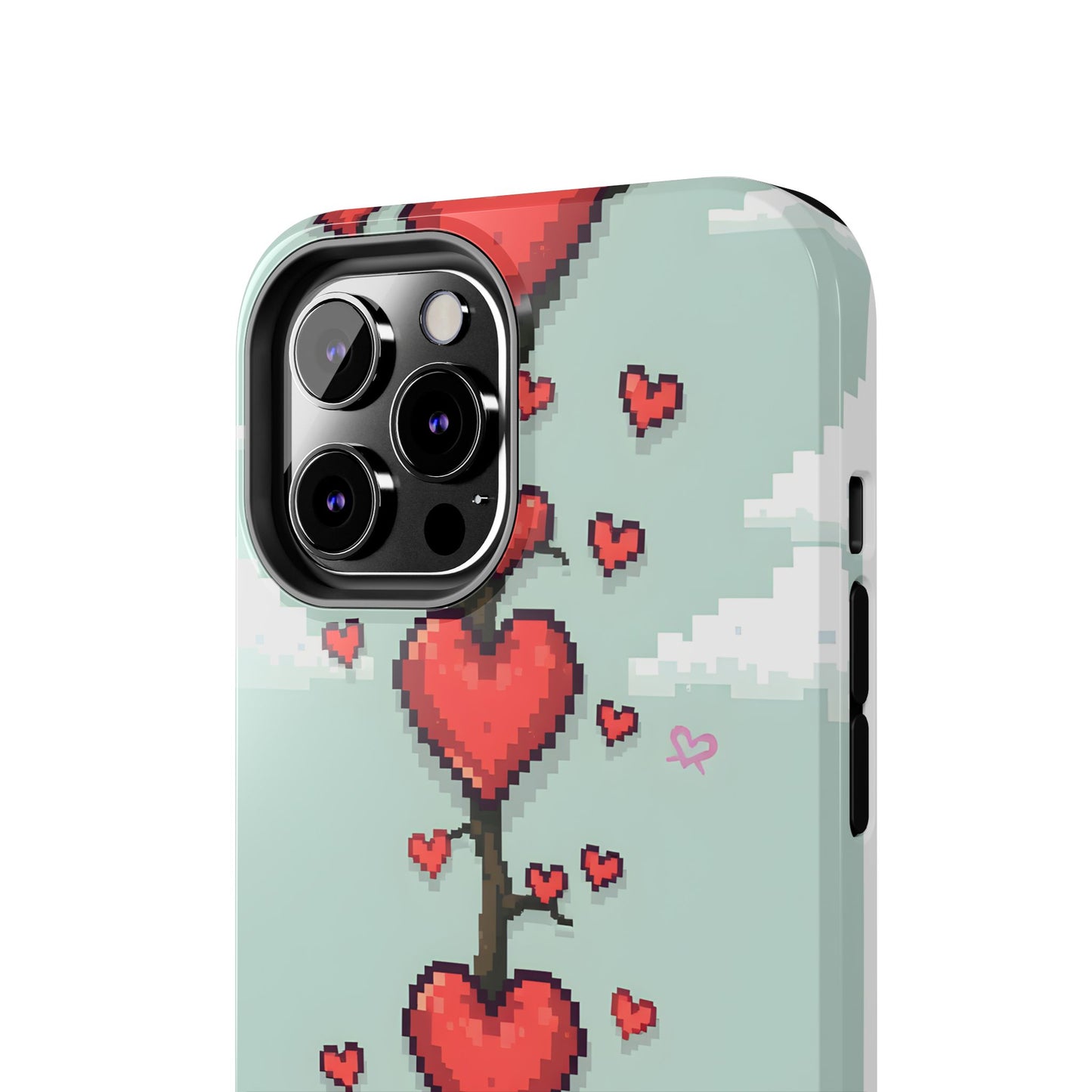 Pixelated Love Hearts Tree | Tough Phone Case - Cute Design - for iPhone