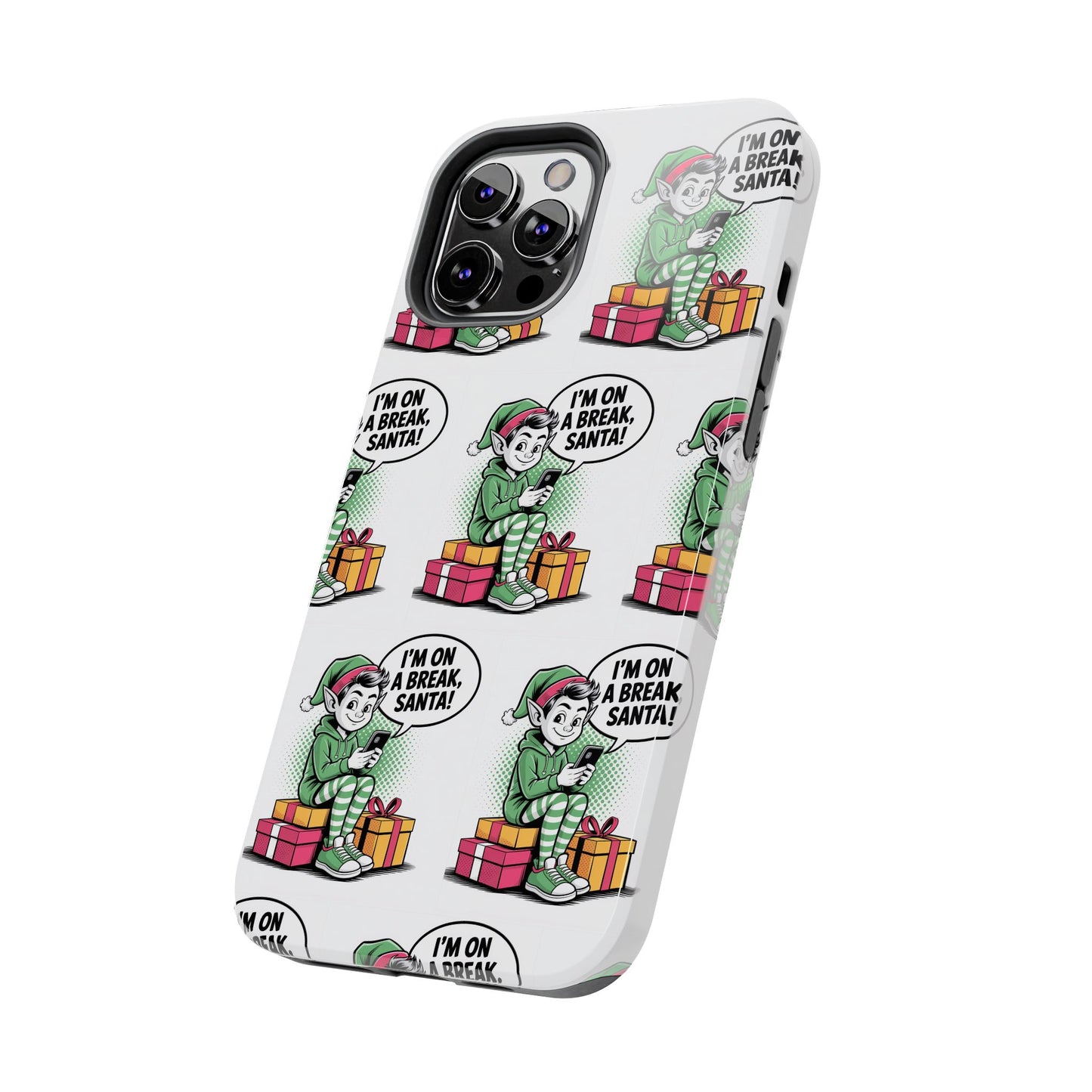 Christmas Elf Tough Phone Case - I'm on a Break, Santa Pattern!