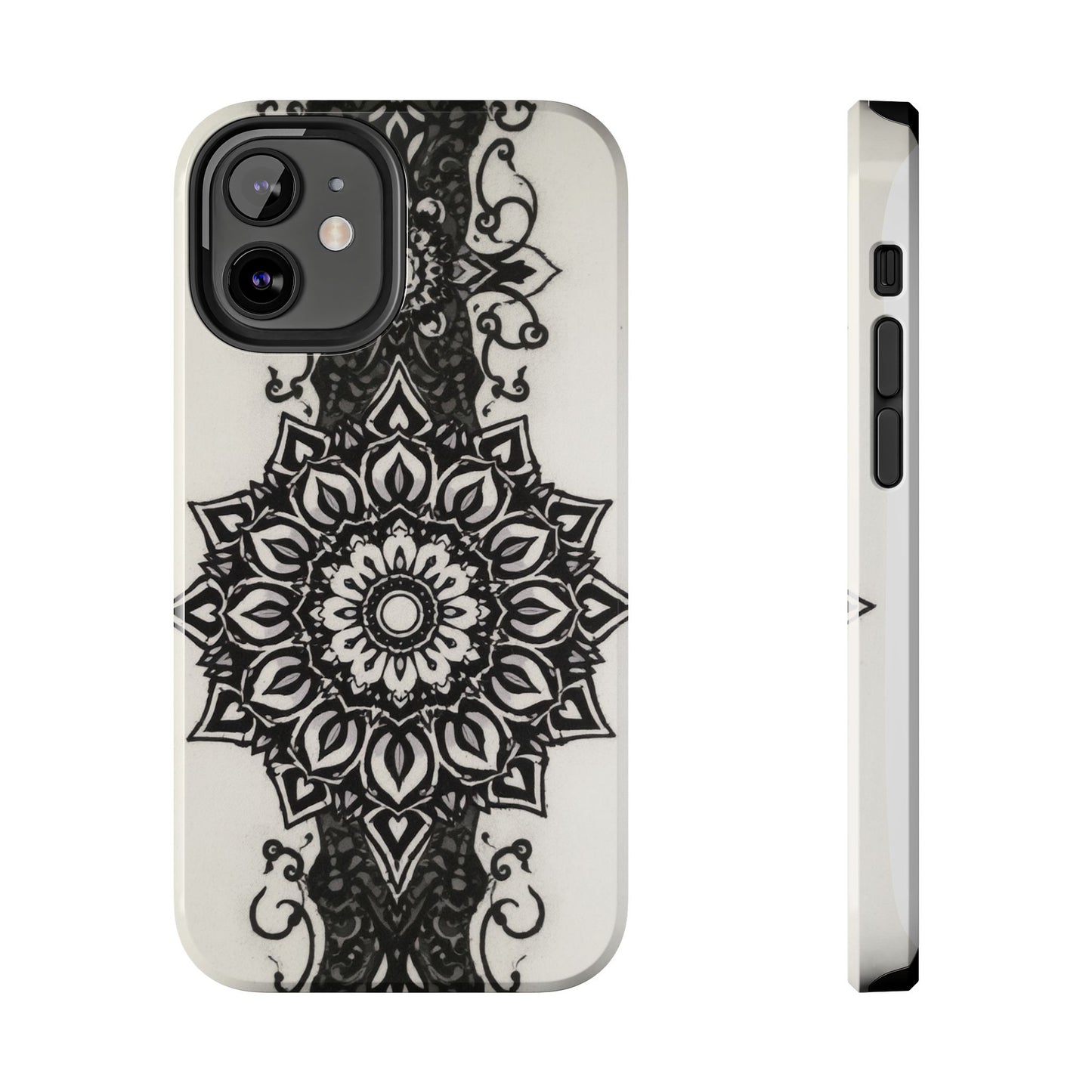 Stylish Tough Phone Cases with Dark Mandala Design - Durable and Unique Protection - for iPhone