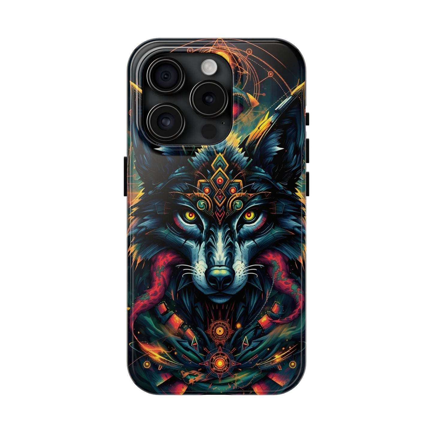 Vibrant Mystical Wolf Art Tough Phone Case - Durable & Unique Design for Animal Lovers - for iPhone