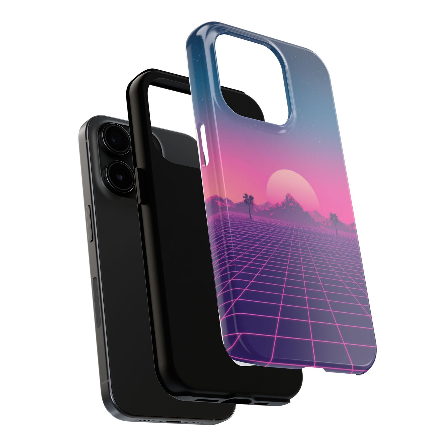 Retro Aesthetic Tough Phone Case - Vibrant Sunset Design