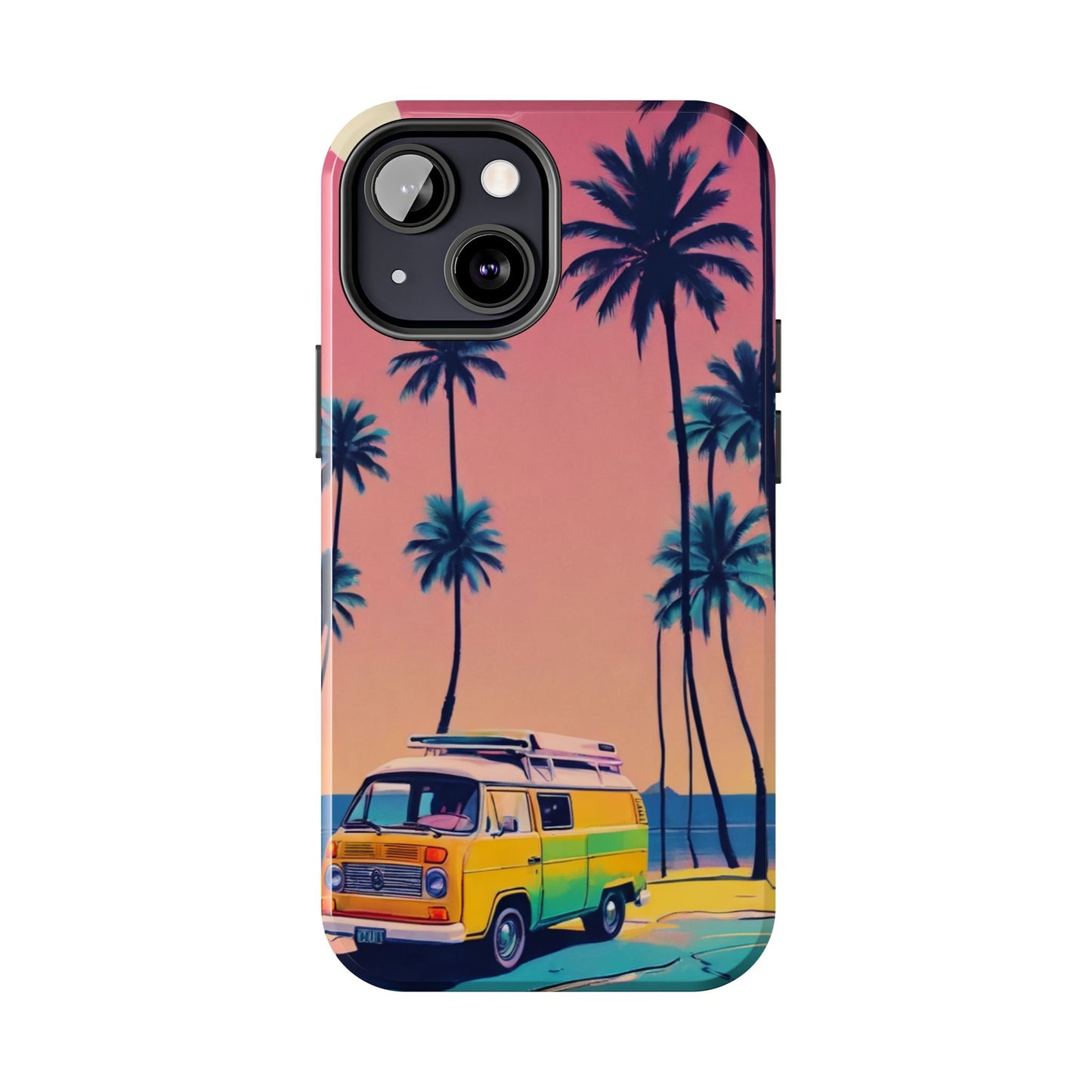 Tropical Beach Vibe Tough Phone Case - Vintage Van Design - for iPhone