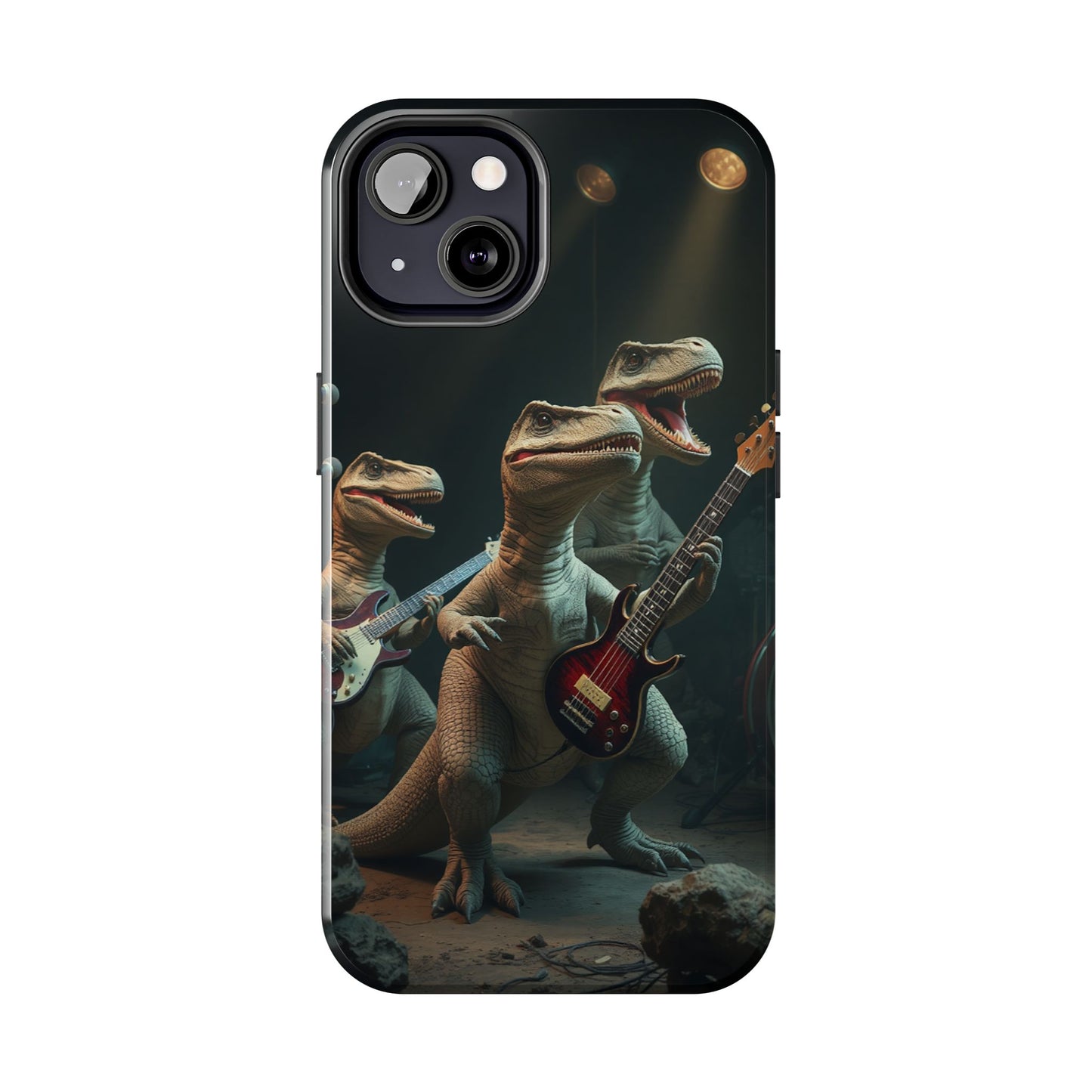 Rockin' Dinosaur Tough Phone Cases - Perfect for Music Lovers and Kids!