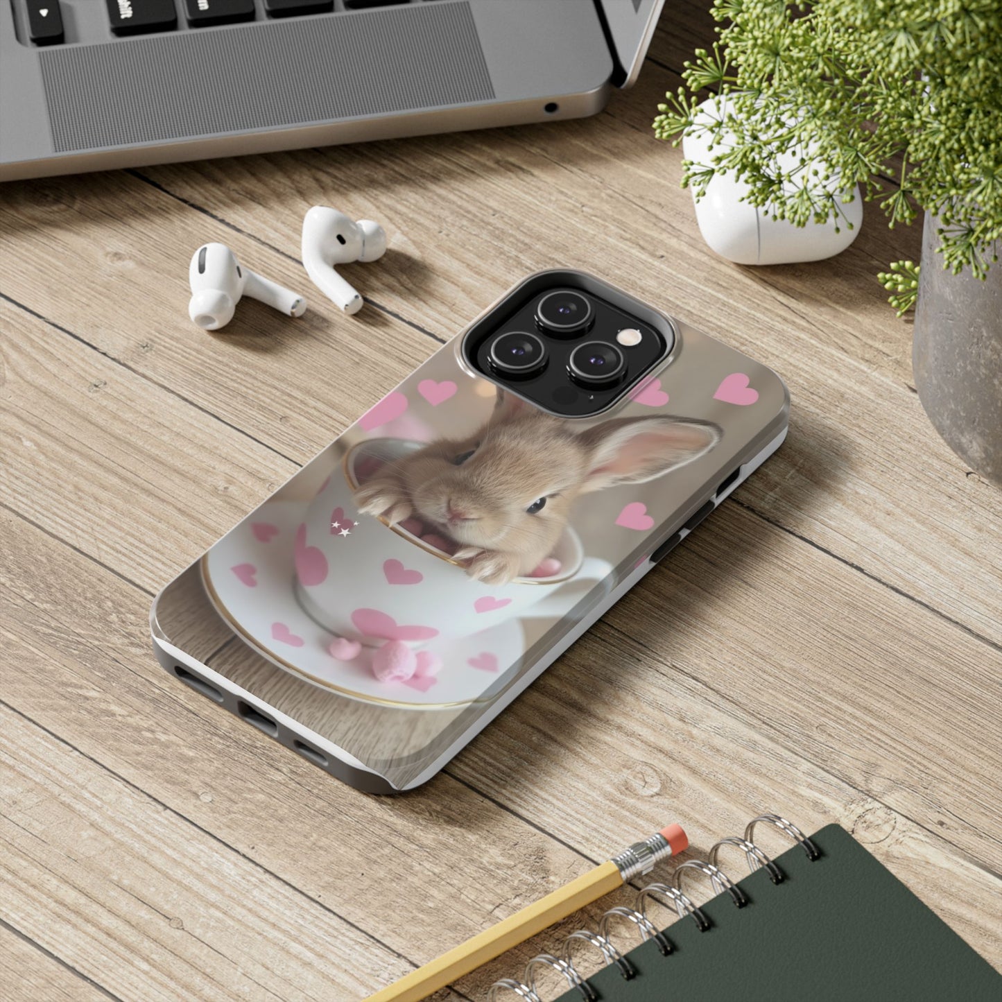 Adorable Bunny Phone Case with Heart Design - Cute Gift for Animal Lovers