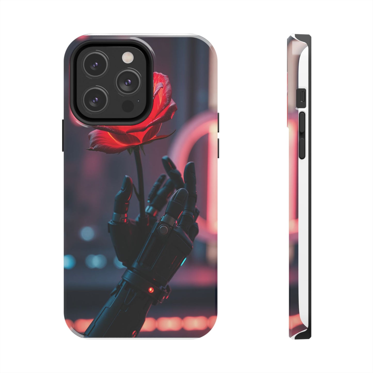 Futuristic Tough Phone Case with Robotic Rose Design | Durable Protection