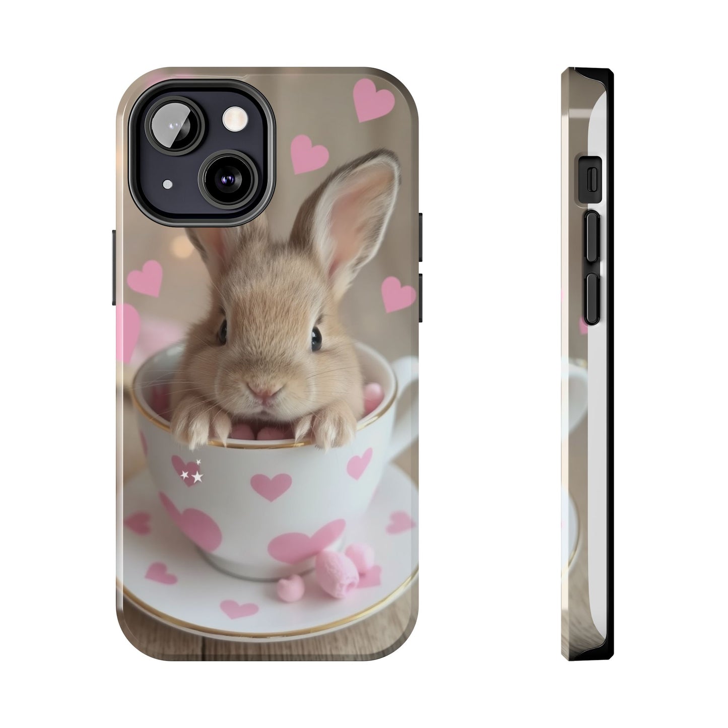 Adorable Bunny Phone Case with Heart Design - Cute Gift for Animal Lovers