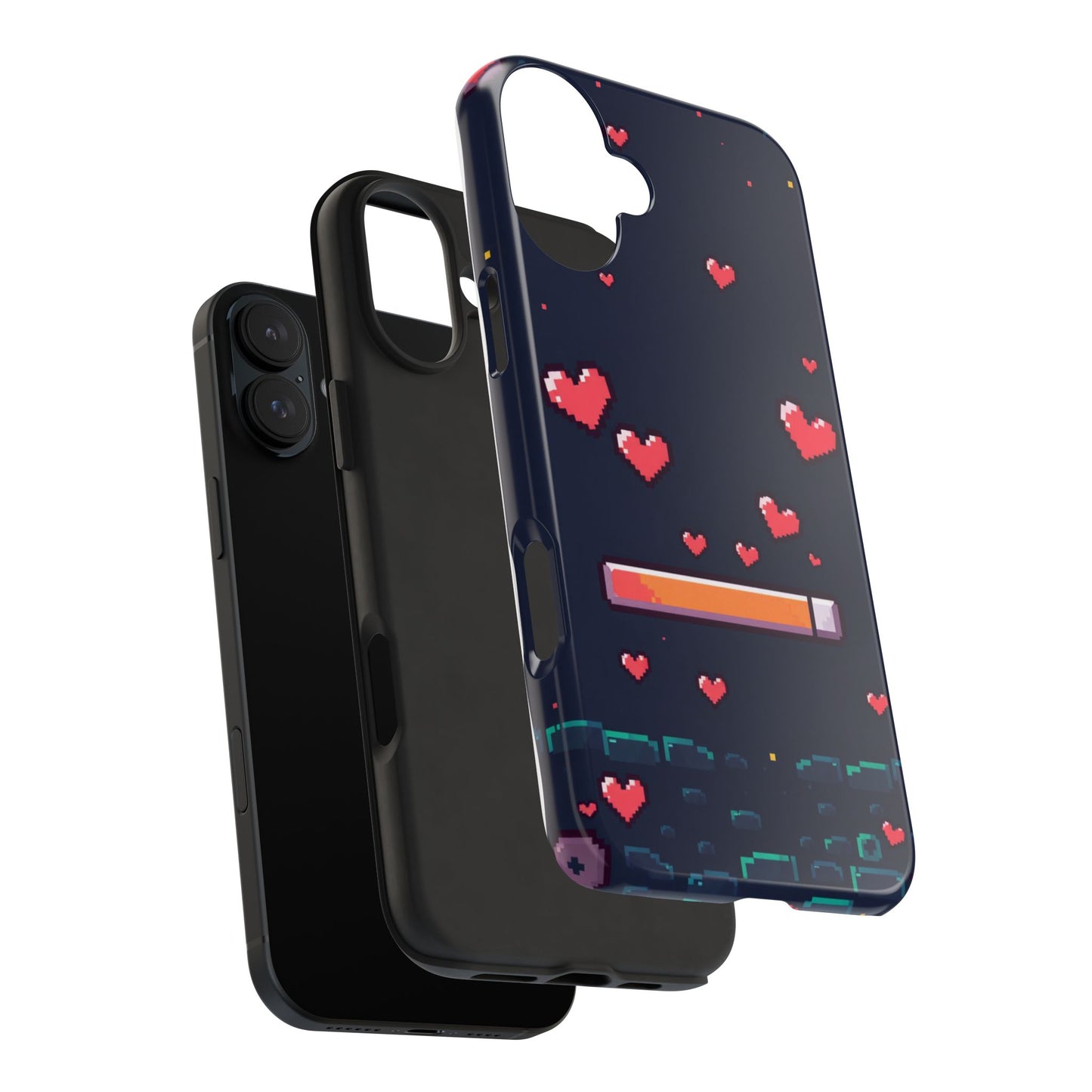 Pixel Heart Tough Phone Case - Retro Gamer Style for Valentine's Day