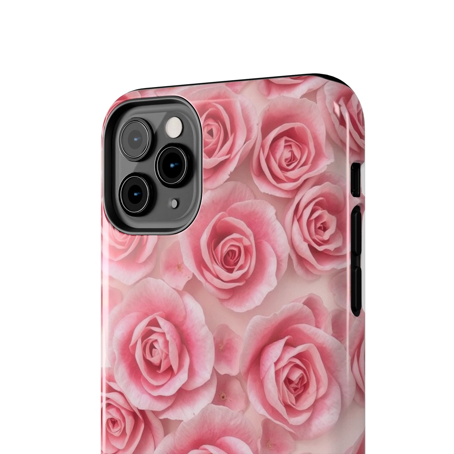 Floral Tough Phone Case - Pink Rose Design, Durable Protection for Flower Lovers