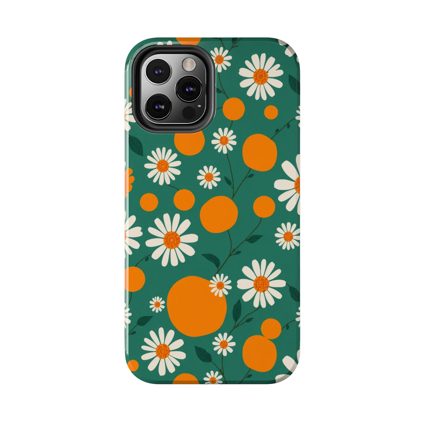 Floral Tough Phone Case - Daisy & Orange Design