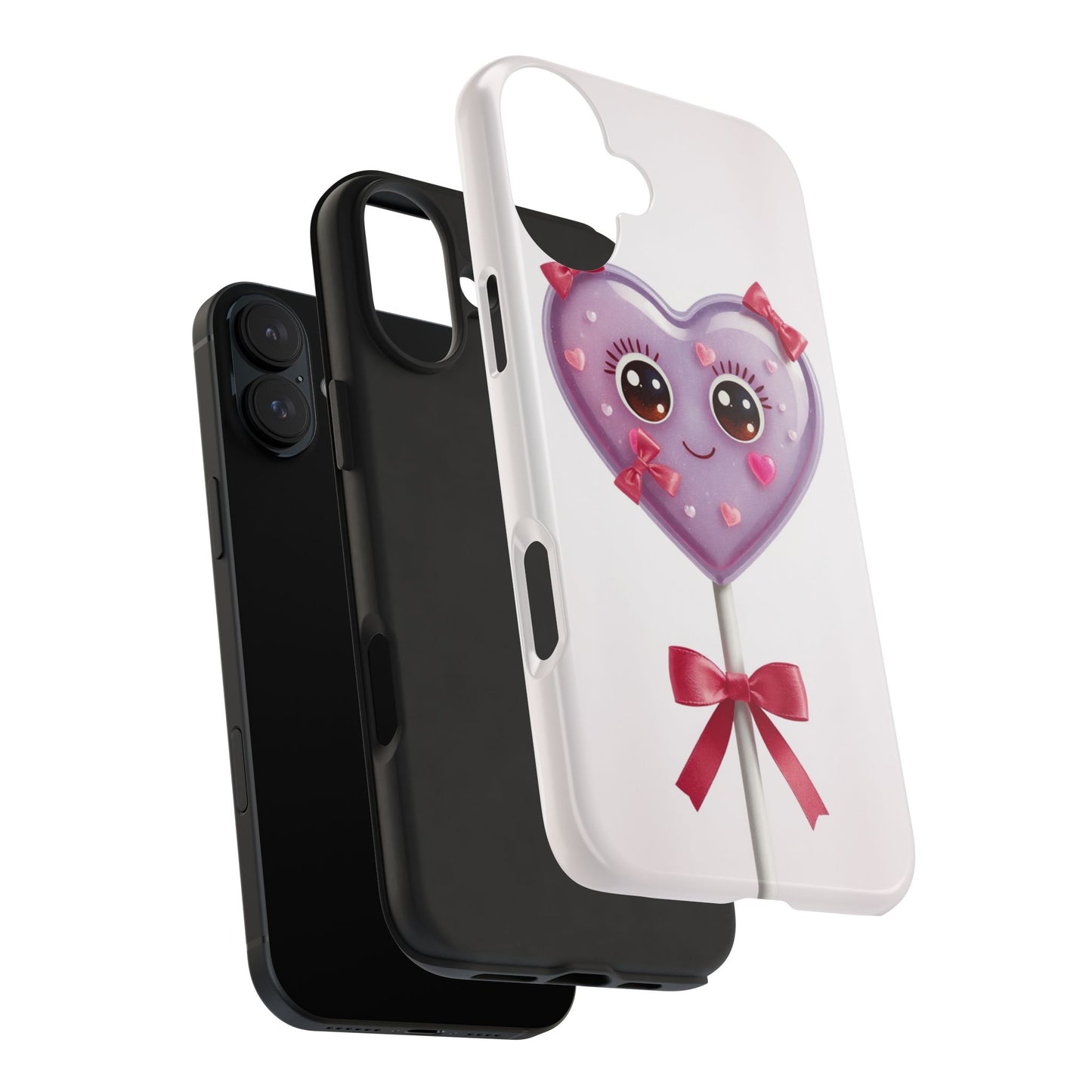Cute Heart Lollipop Tough Phone Case - Adorable Protection for Candy Lovers
