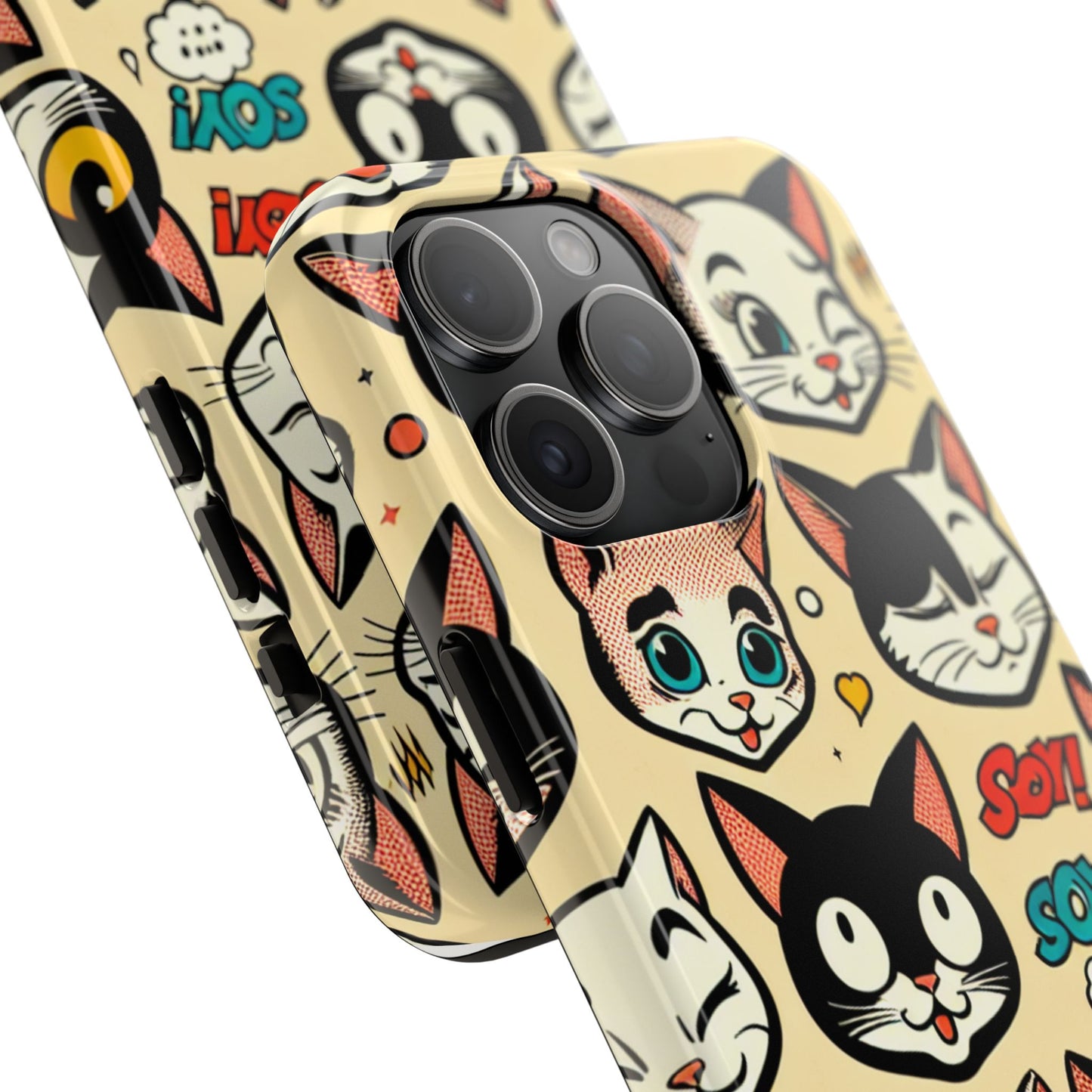 Playful Cat-Themed Tough Phone Case - Pet Pattern - for iPhone
