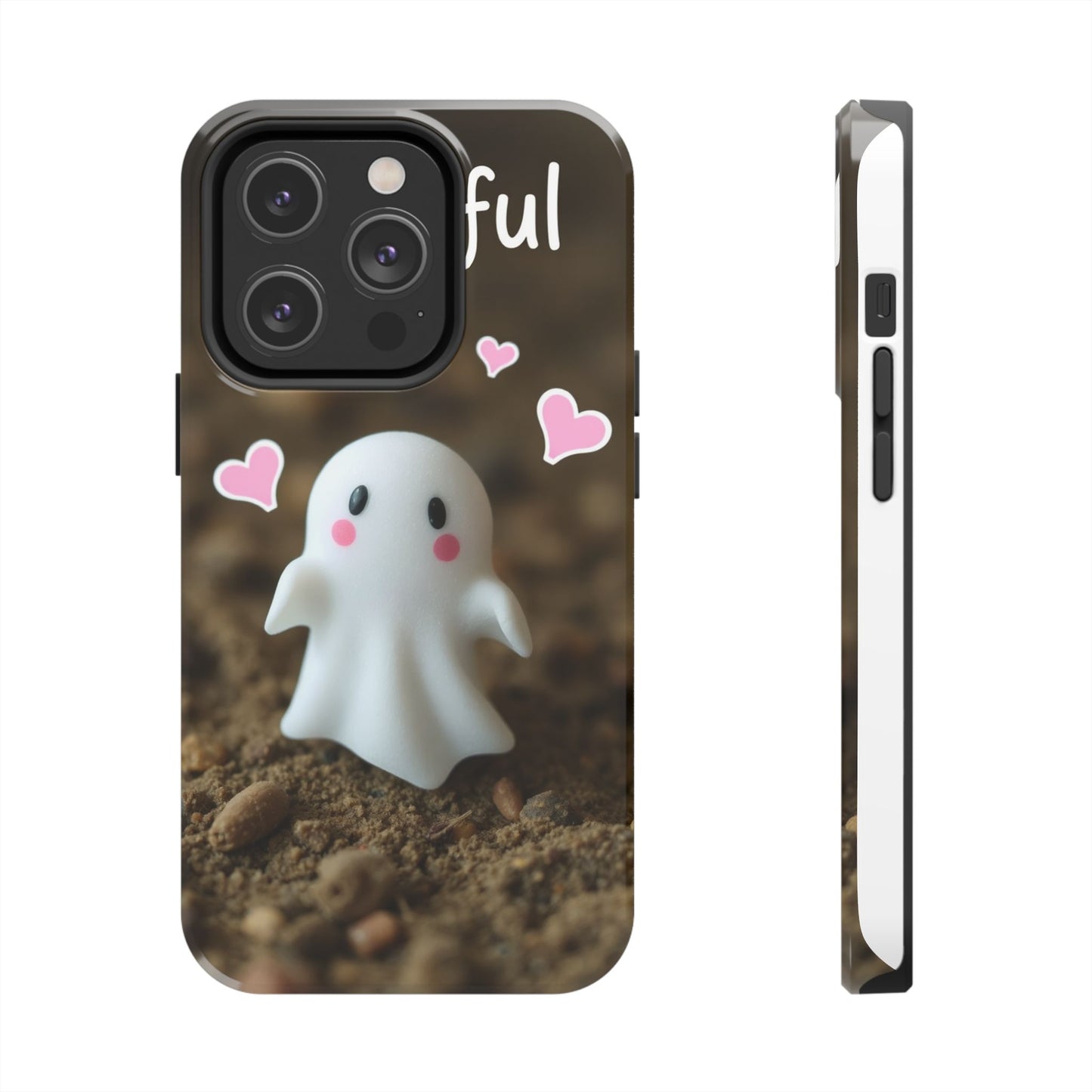 Cute Ghost Tough Phone Case - Beautiful Design with Heart Accents