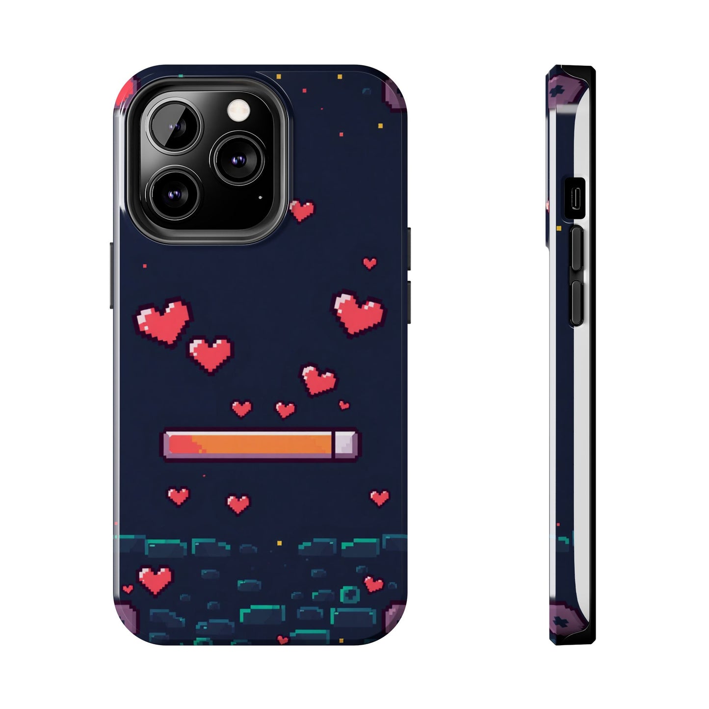 Pixel Heart Tough Phone Case - Retro Gamer Style for Valentine's Day