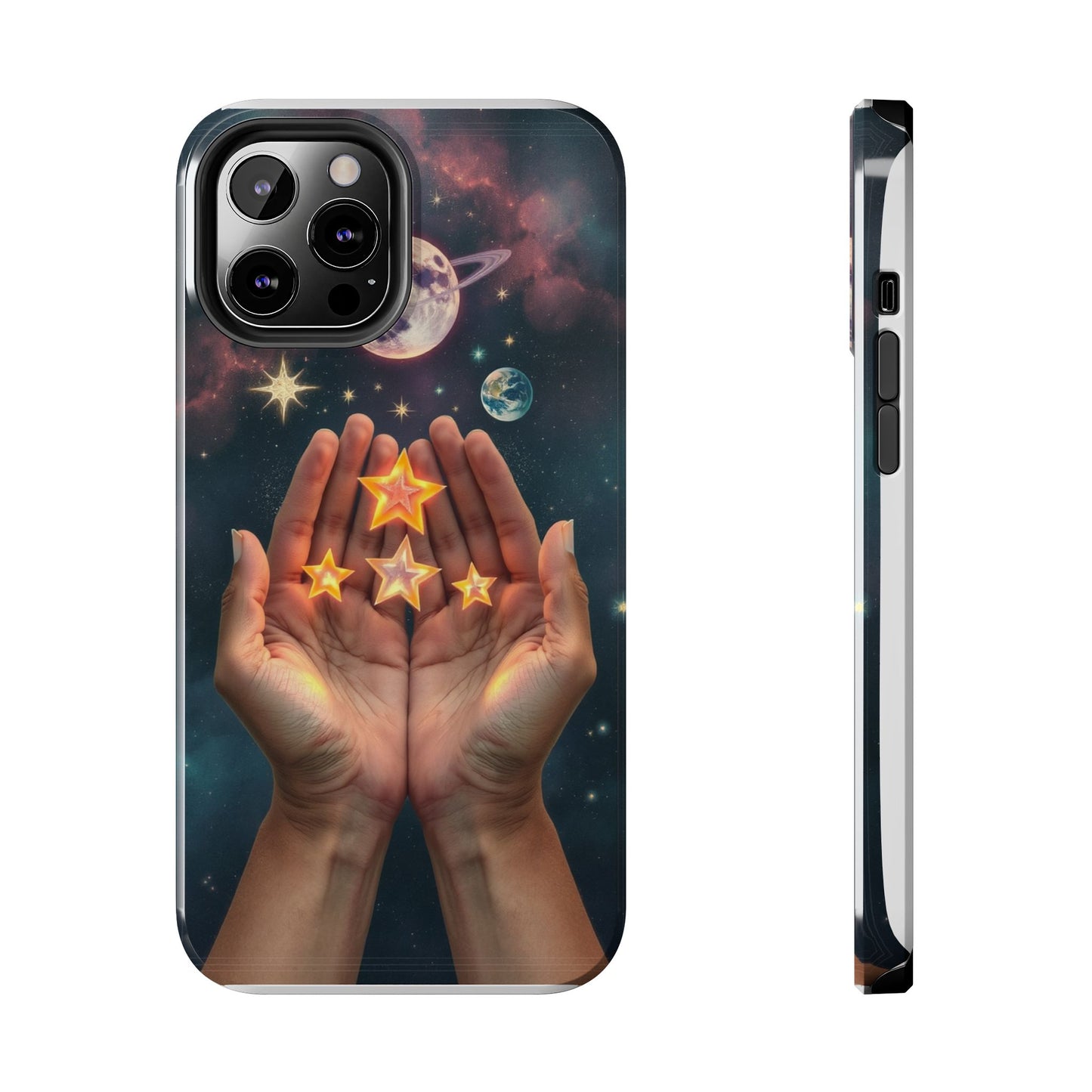 Galaxy Hands Tough Phone Case - Celestial Design for Star Lovers