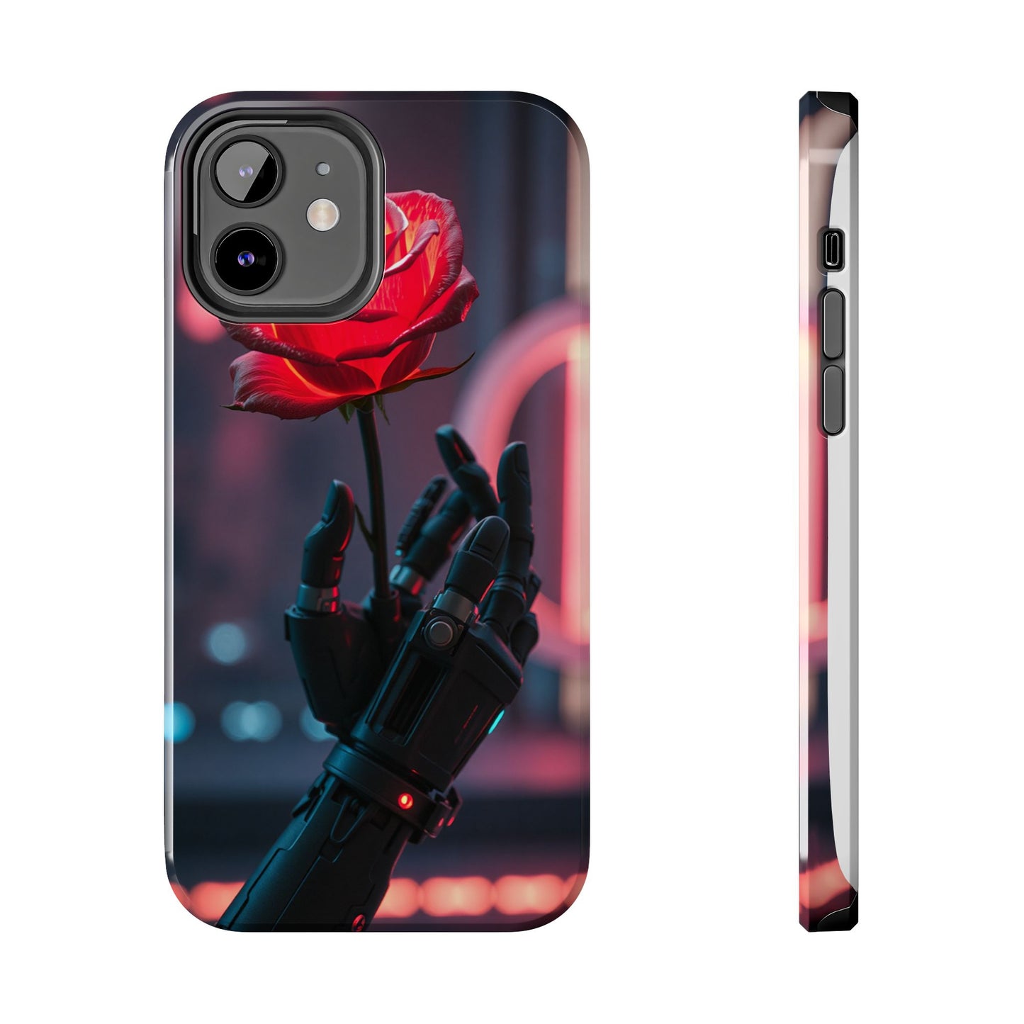 Futuristic Tough Phone Case with Robotic Rose Design | Durable Protection