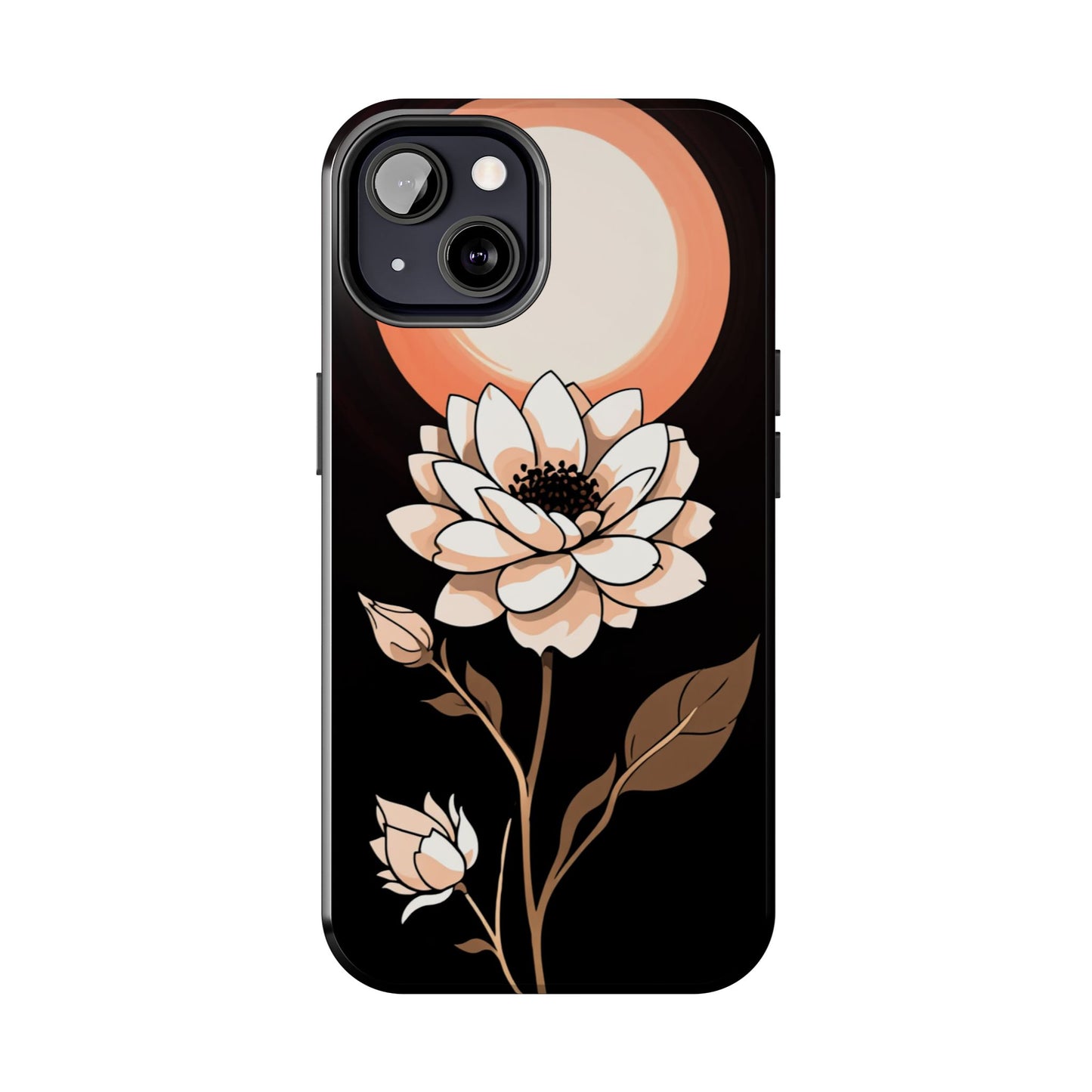 Elegant Contrast Floral Tough Phone Case - Stylish Protection for Your Device - for iPhone