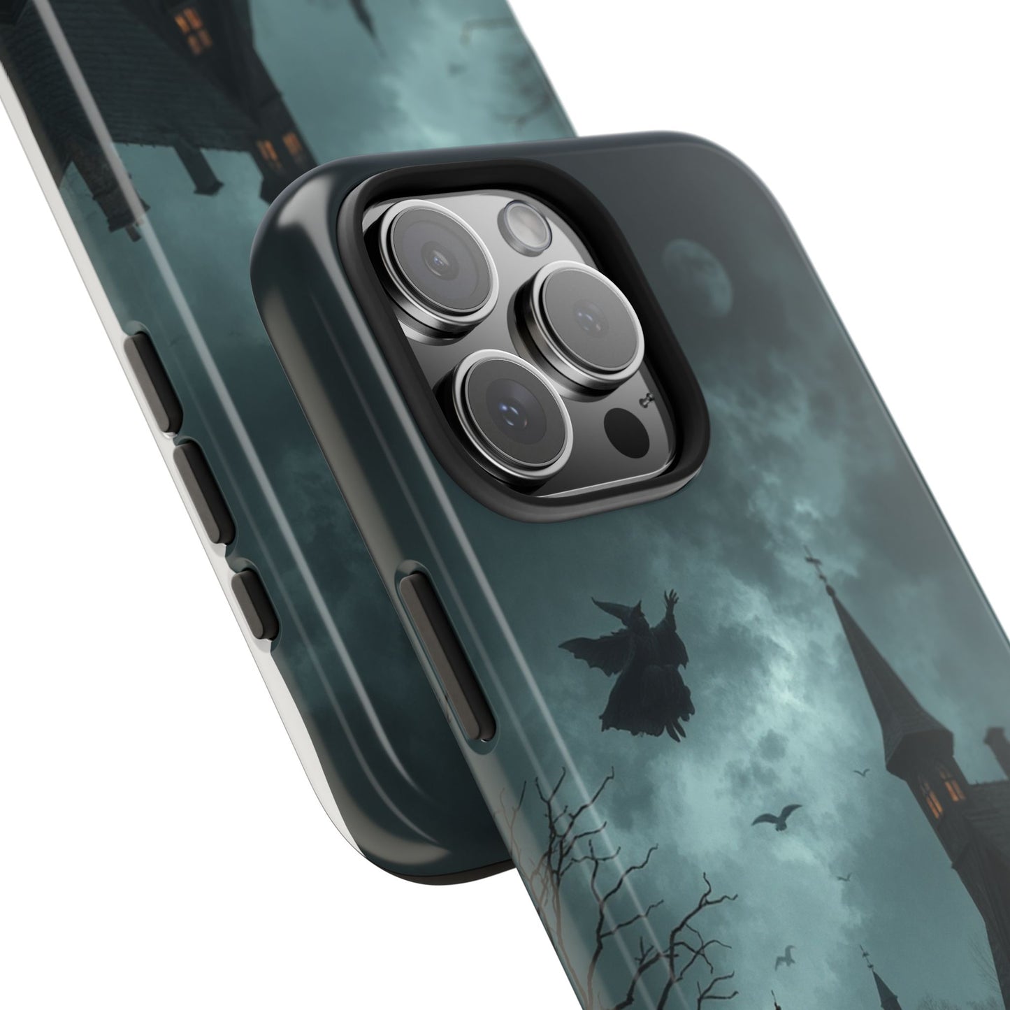 Halloween-Themed Tough Phone Case with Spooky House Design