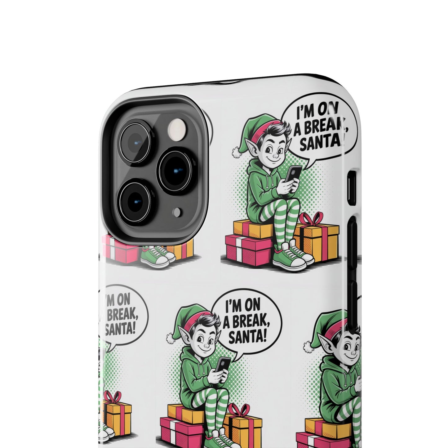 Christmas Elf Tough Phone Case - I'm on a Break, Santa Pattern!