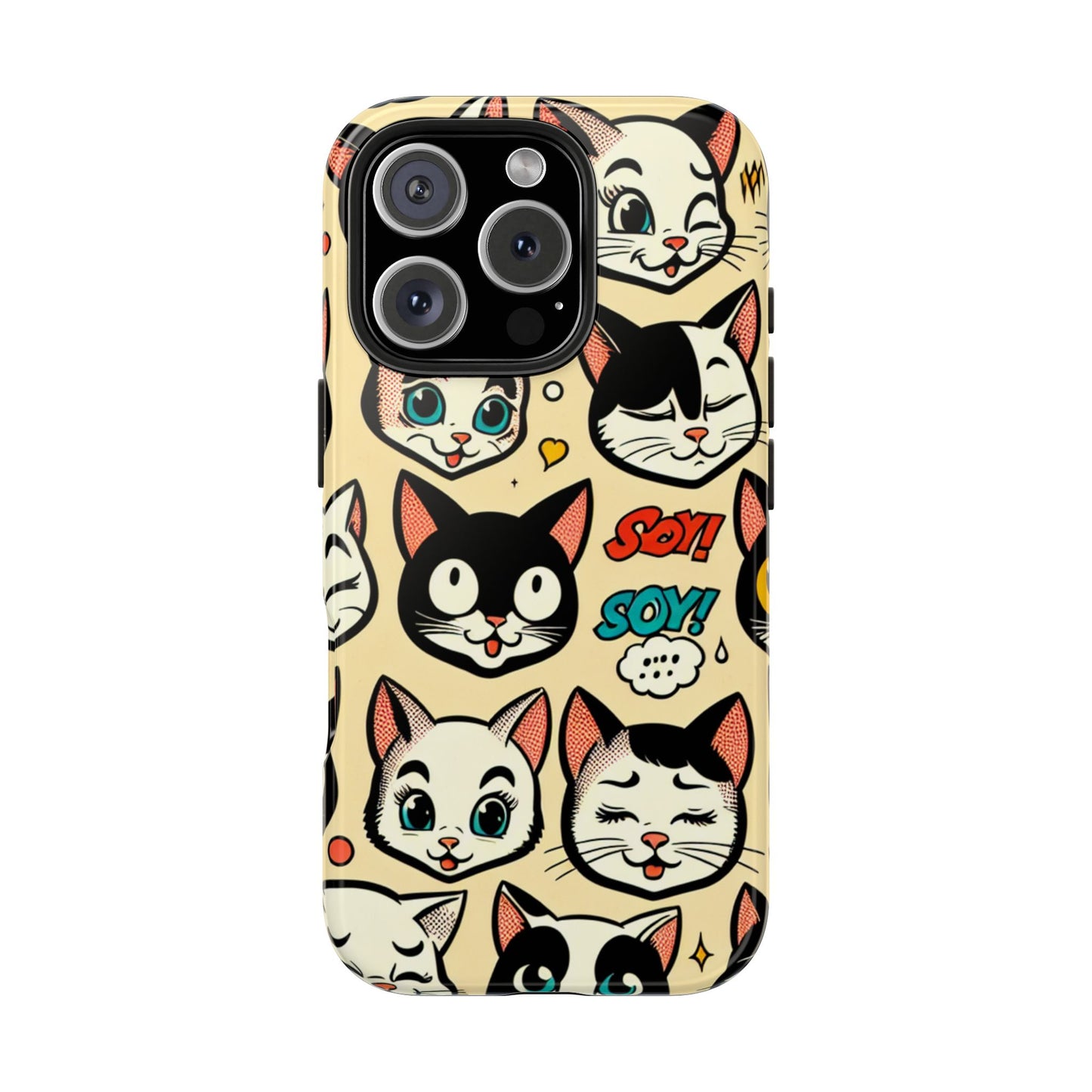 Playful Cat-Themed Tough Phone Case - Pet Pattern - for iPhone