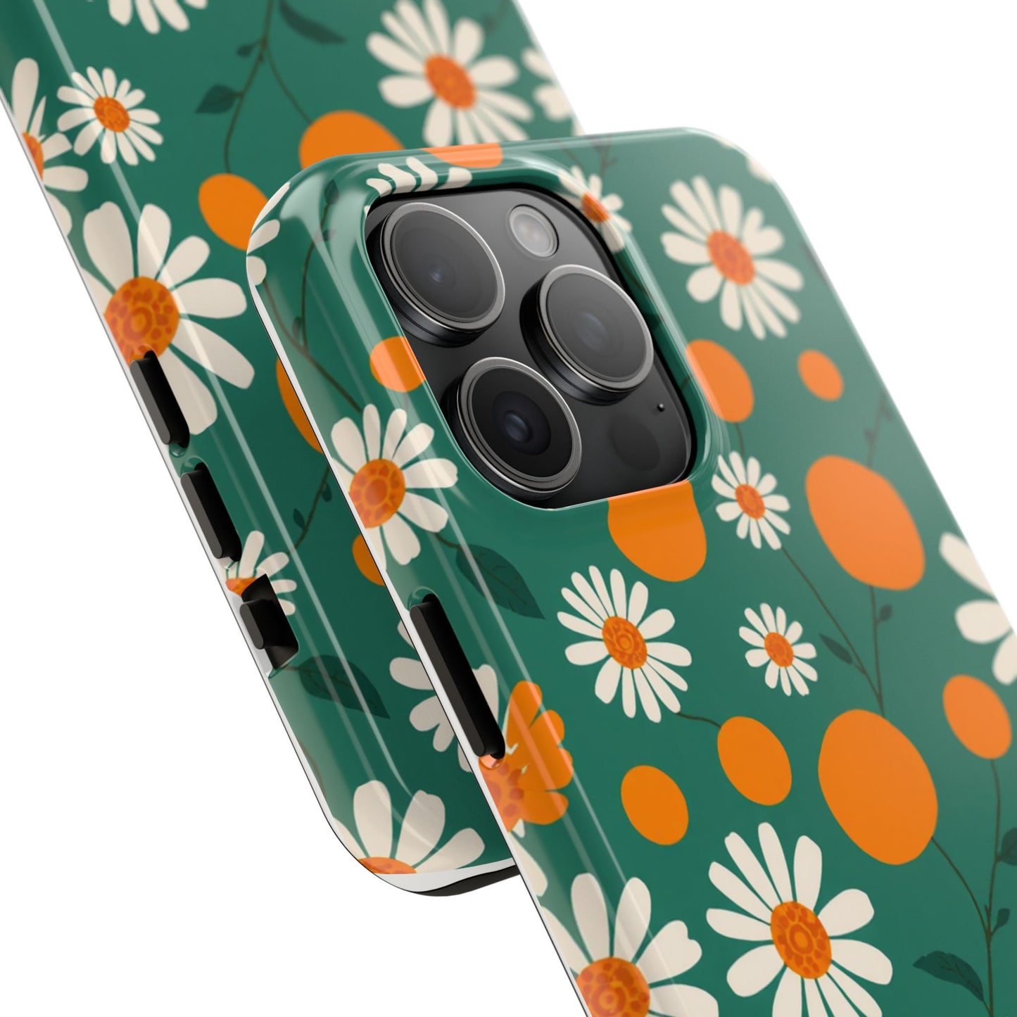 Floral Tough Phone Case - Daisy & Orange Design