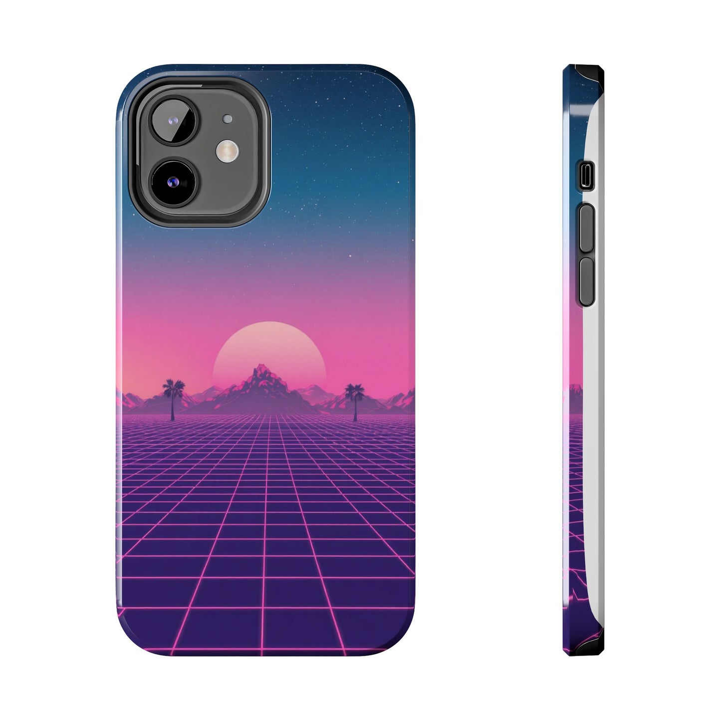Retro Aesthetic Tough Phone Case - Vibrant Sunset Design
