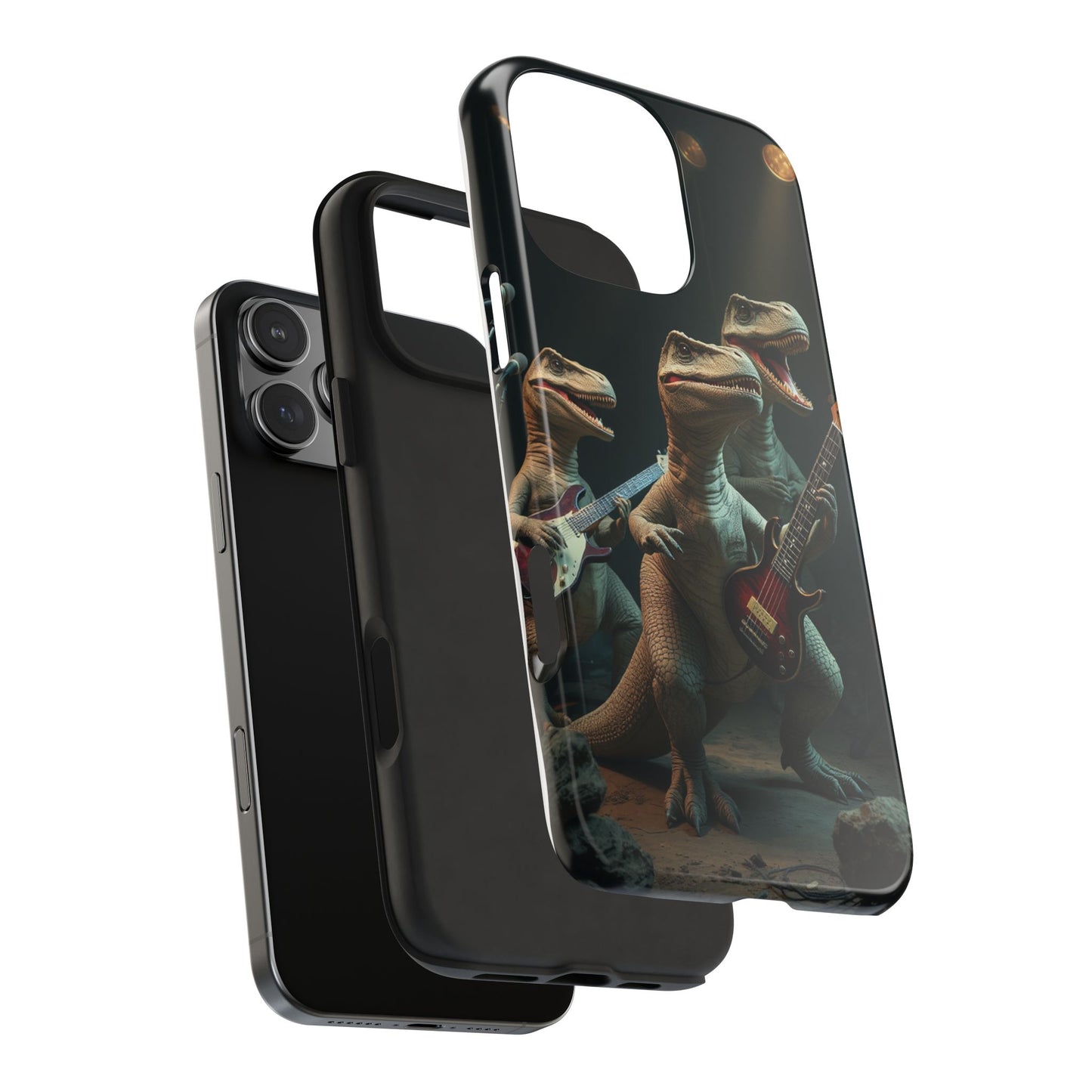 Rockin' Dinosaur Tough Phone Cases - Perfect for Music Lovers and Kids!