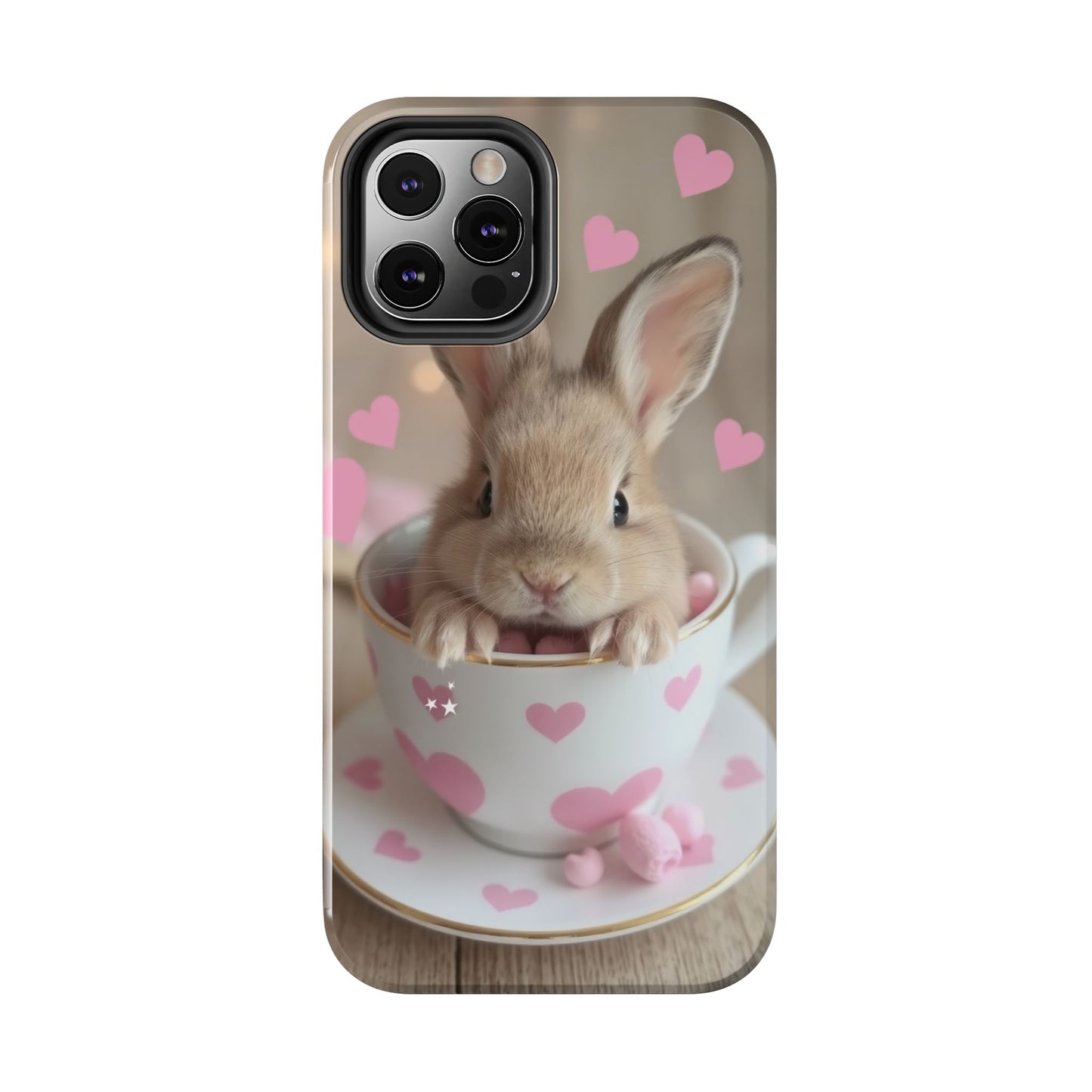 Adorable Bunny Phone Case with Heart Design - Cute Gift for Animal Lovers