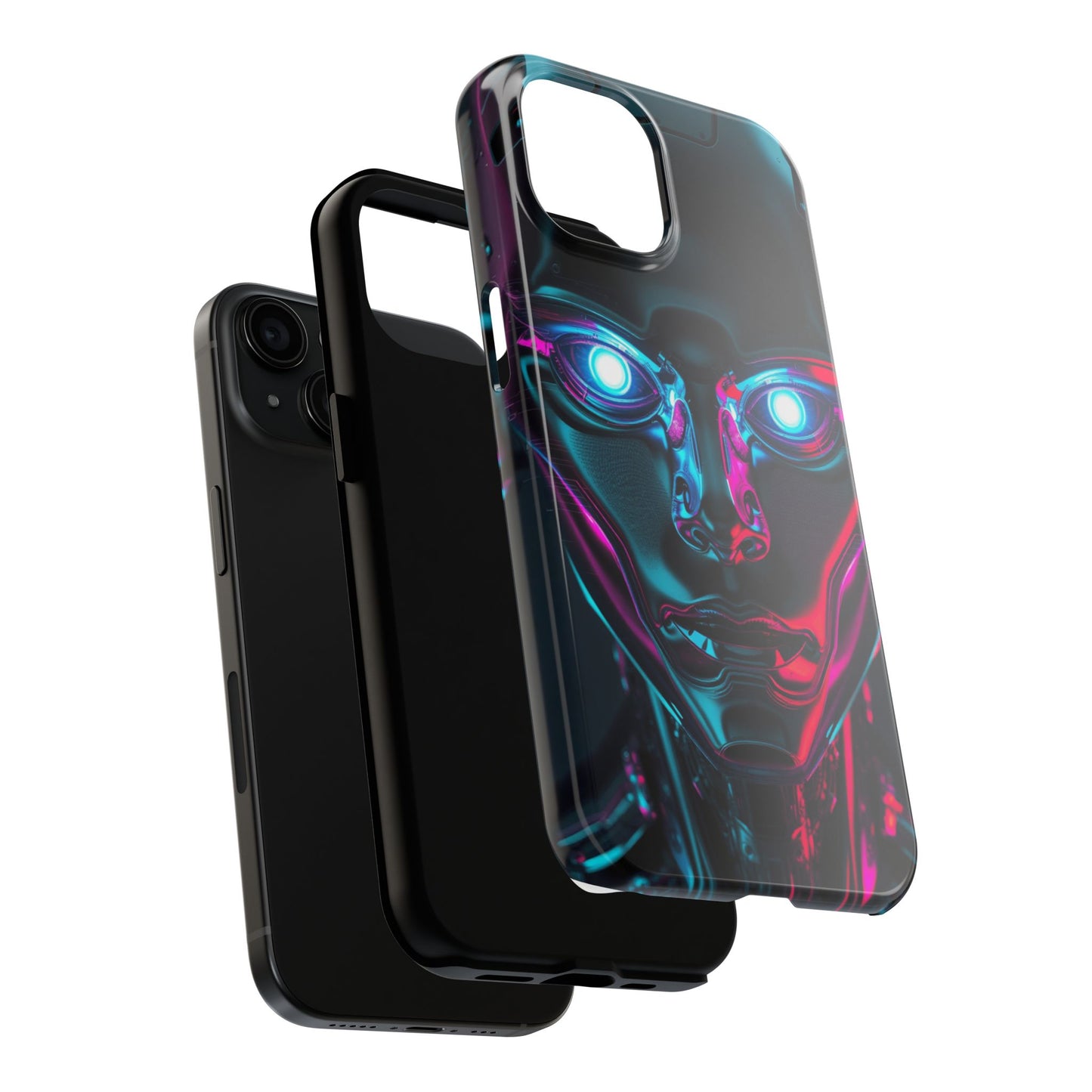 Futuristic Phone Case, Tough Phone Cover, Cyberpunk Style, Robot Design, Gift for Tech Lovers, Unique Phone Accessories