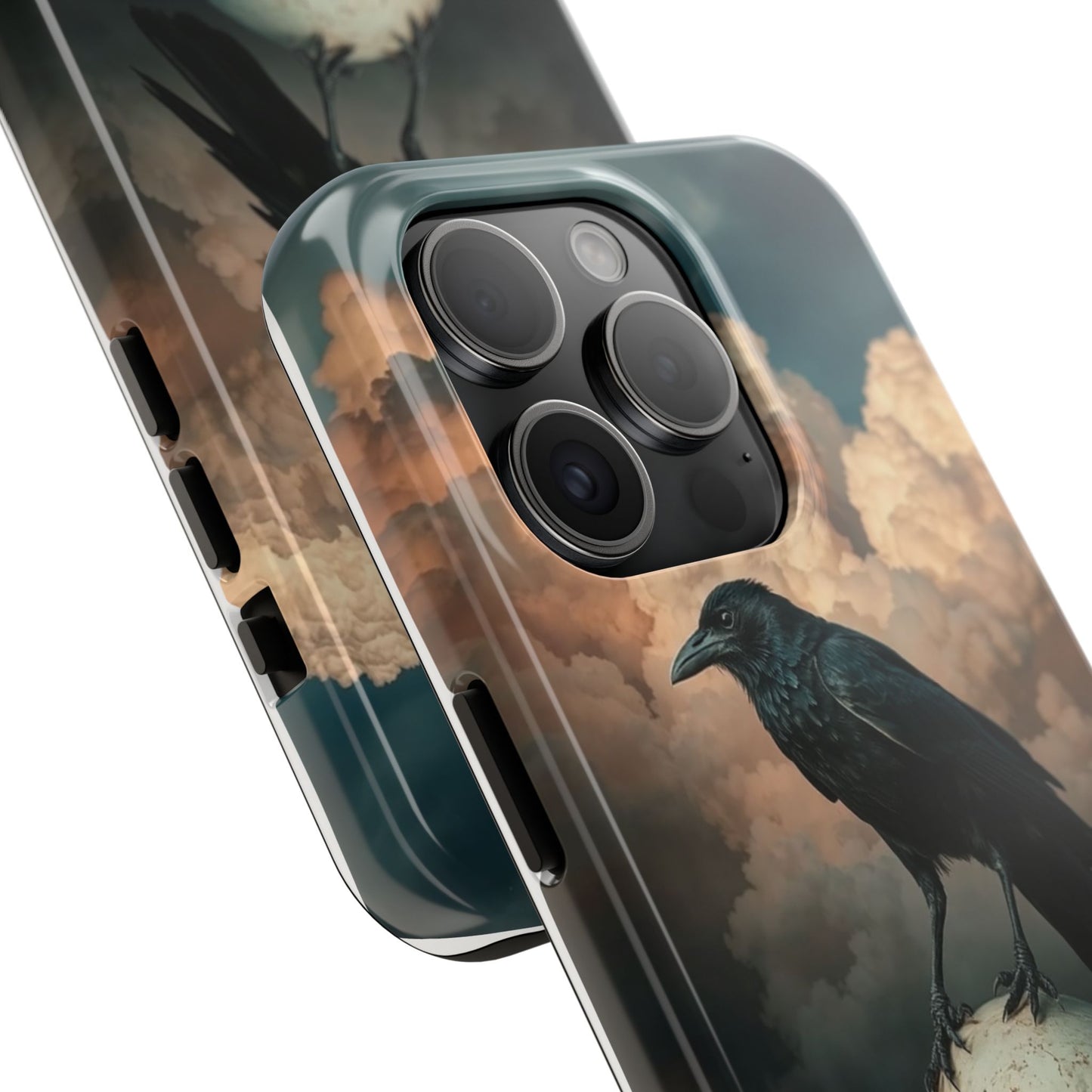 Gothic Raven Skull Tough Phone Case - Unique Protective Cover for Halloween Lovers