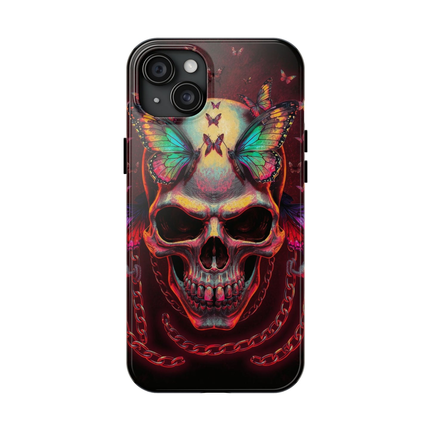 Gothic Skull Phone Case with Butterflies - Durable Tough Phone Case